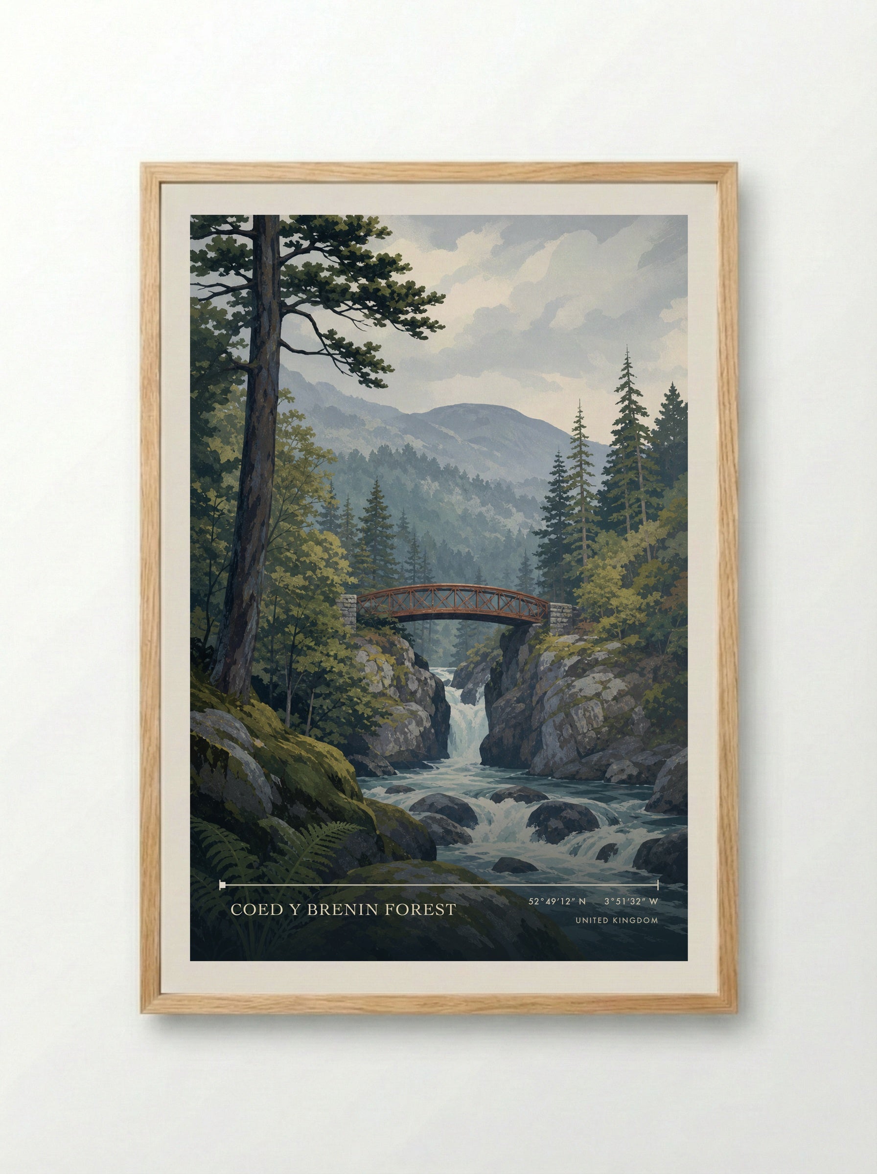 Coed y Brenin Forest United Kingdom Travel Poster - Framed Print Wood