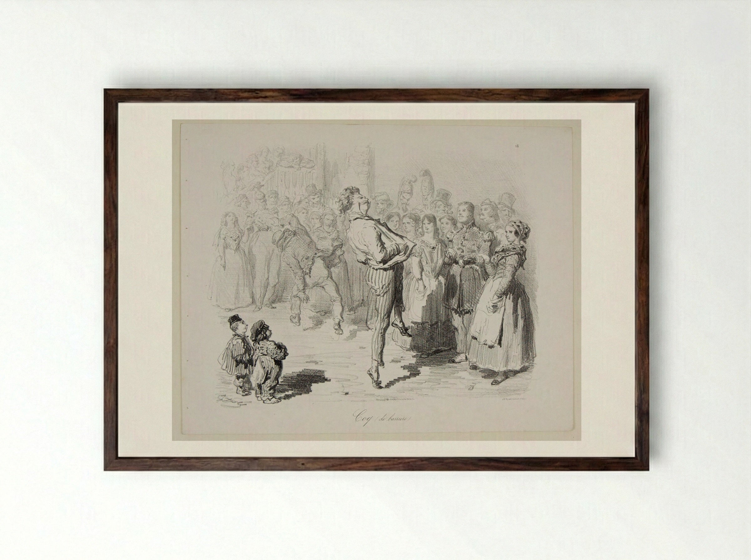 Cog de barrière - Gustave Doré - Framed Print Dark Wood