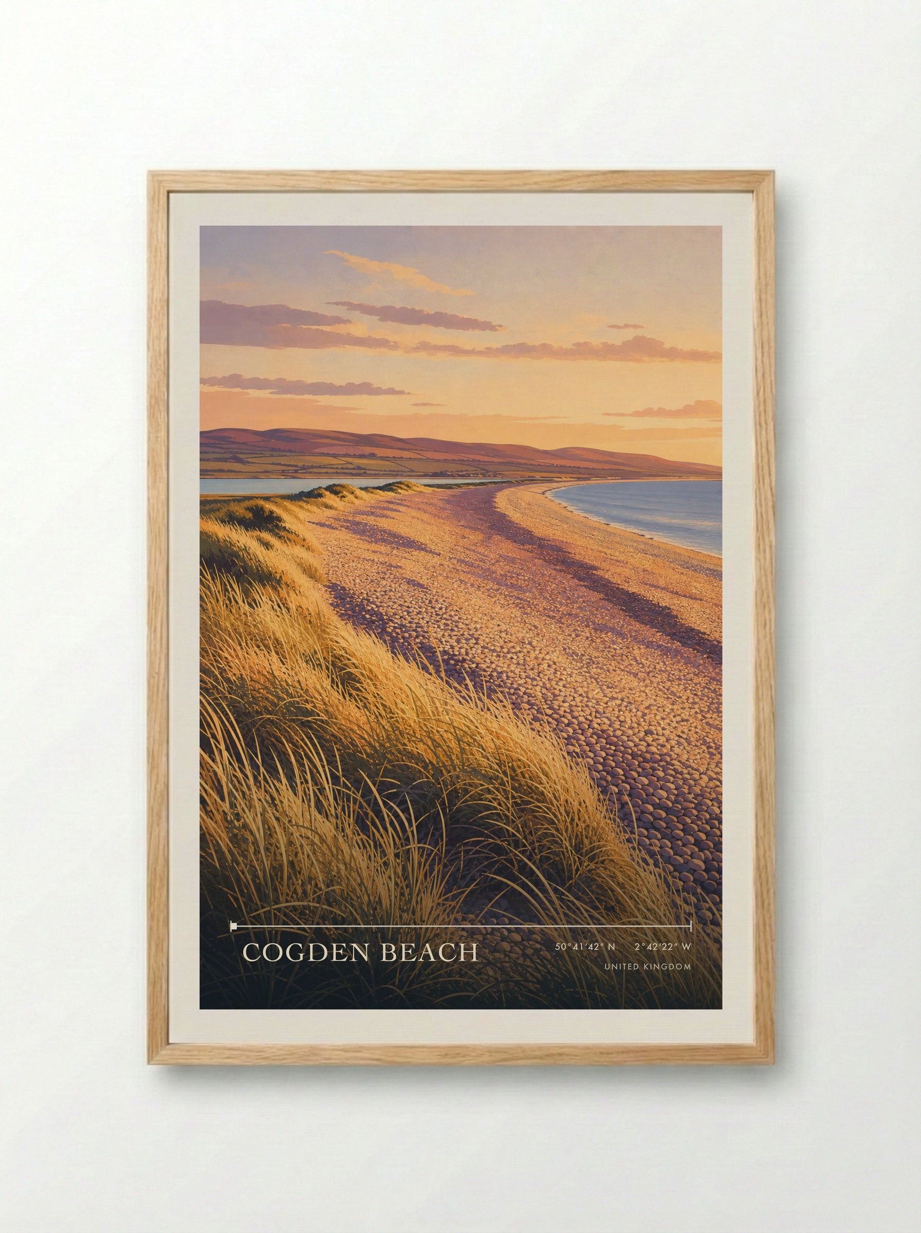 Cogden Beach United Kingdom Travel Poster - Framed Print Wood