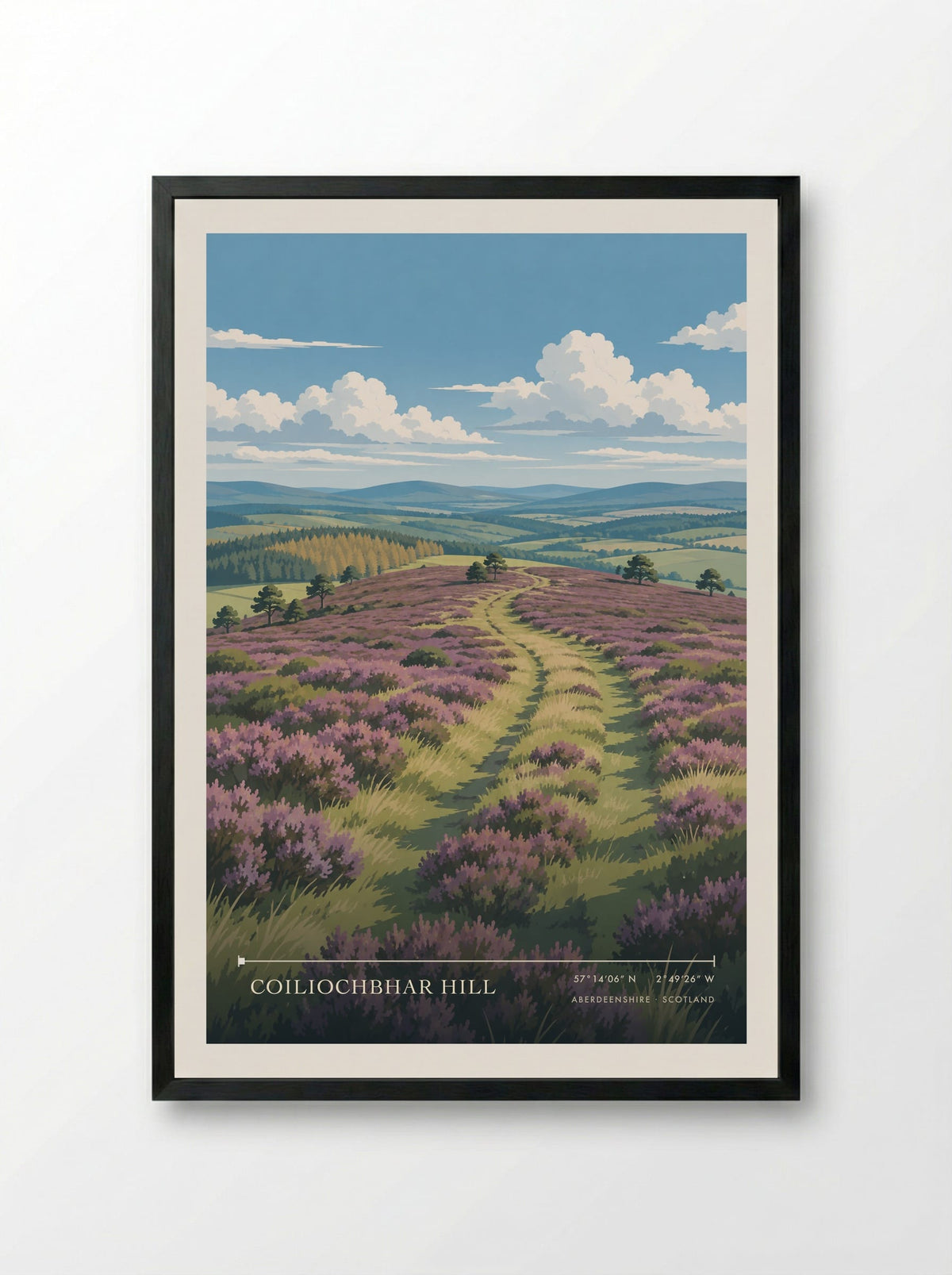 Coiliochbhar Hill, Aberdeenshire | Travel Poster - Framed Print Black
