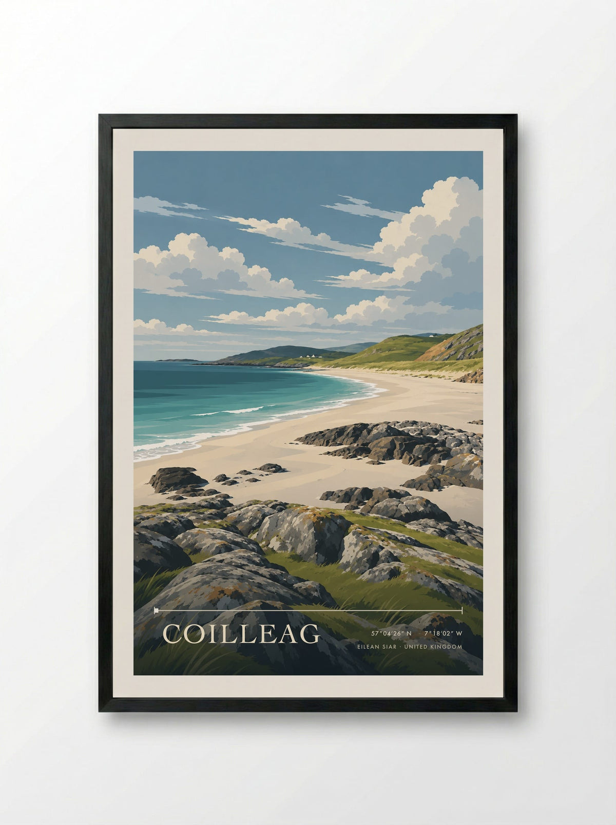 Coilleag, Eilean Siar | Travel Poster - Framed Print Black