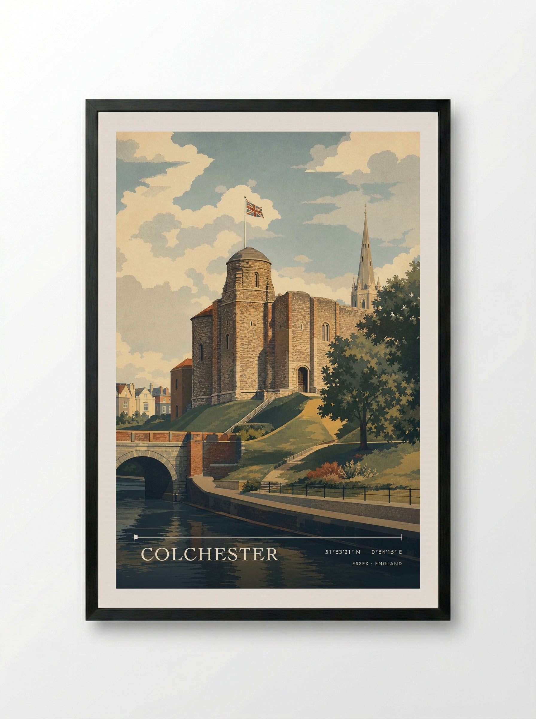 Colchester Essex England Travel Poster - Framed Print Black