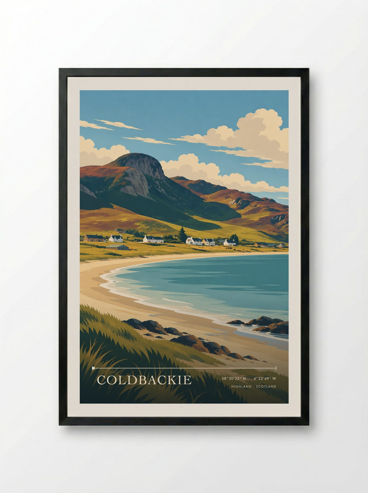 Coldbackie, Highland | Travel Poster - Framed Print Black