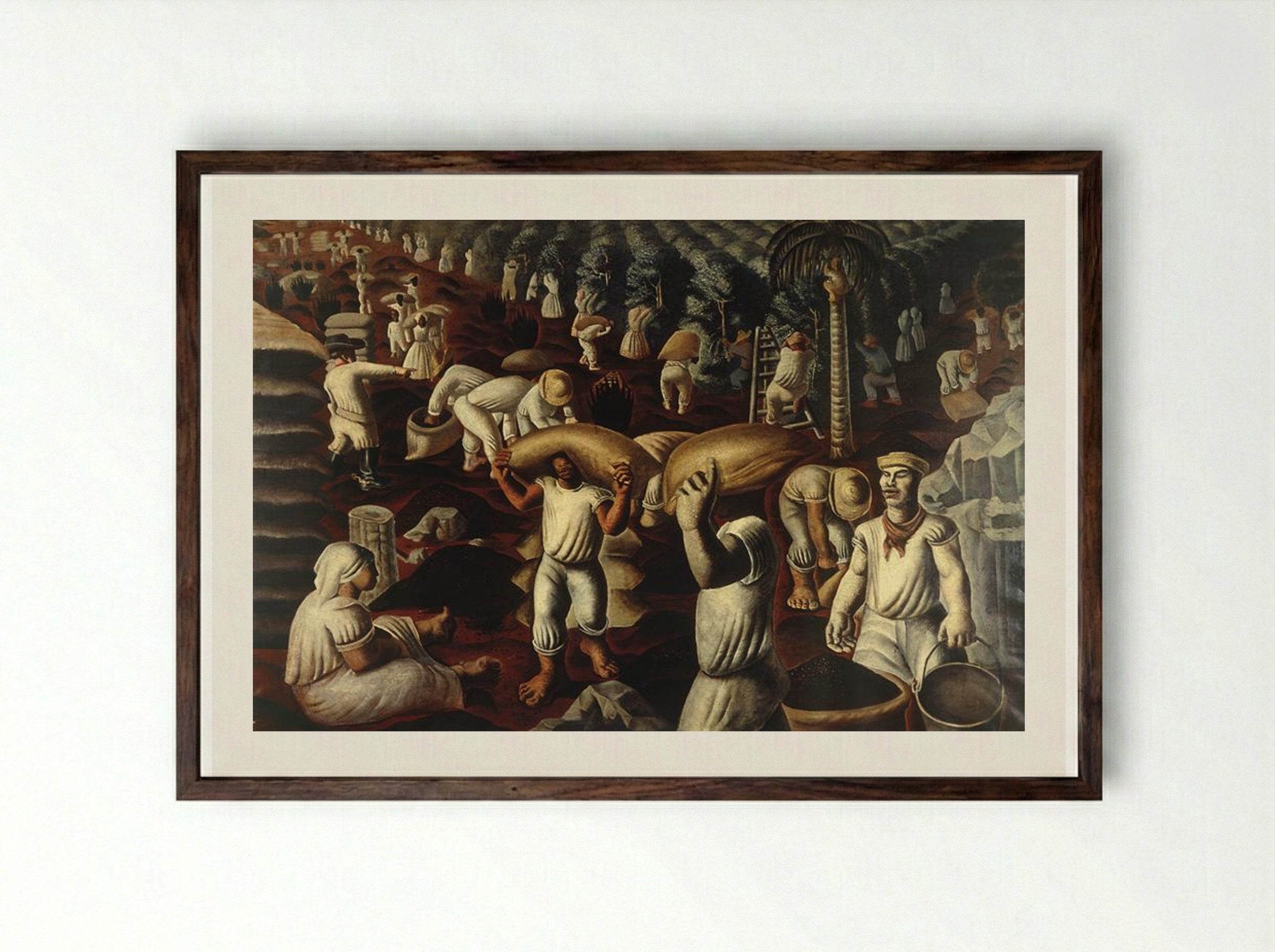 Colhedores de Café - Candido Portinari - Framed Print Dark Wood