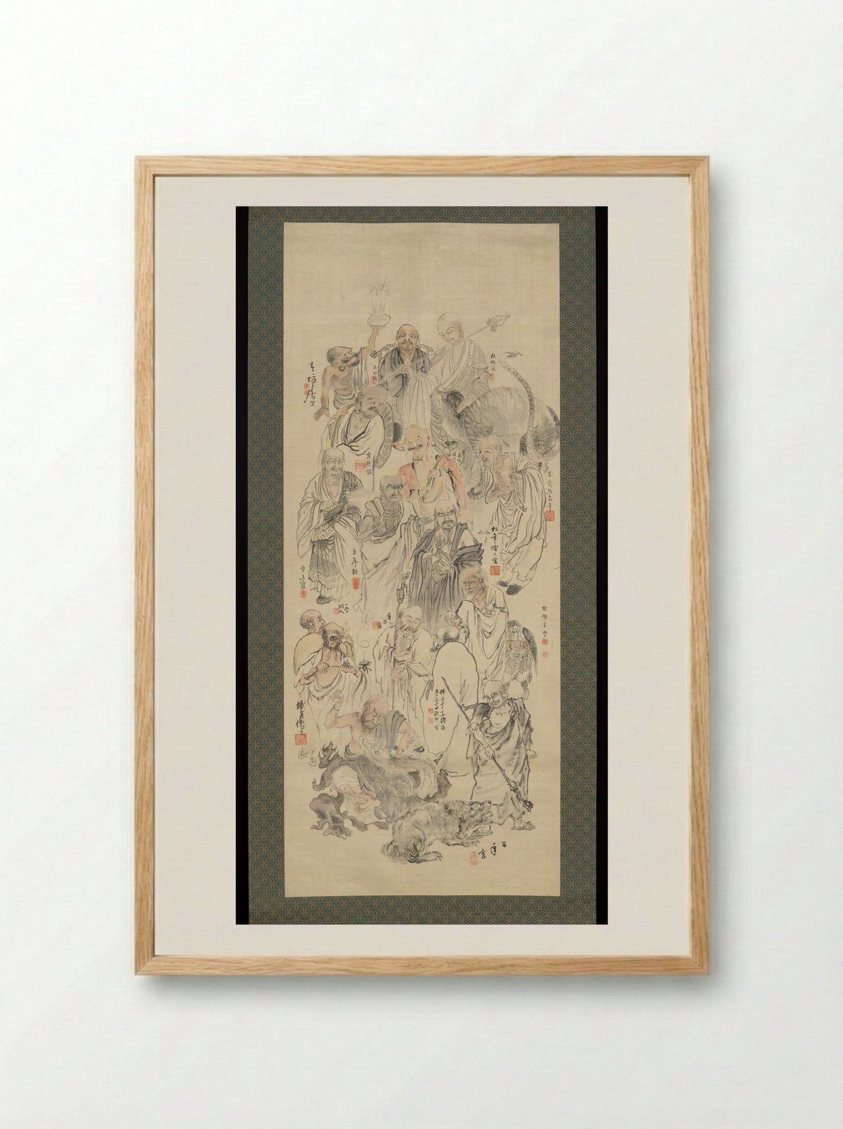Collaborative Painting of Sixteen Arhats - Suzuki Hyakunen - Framed Print Wood