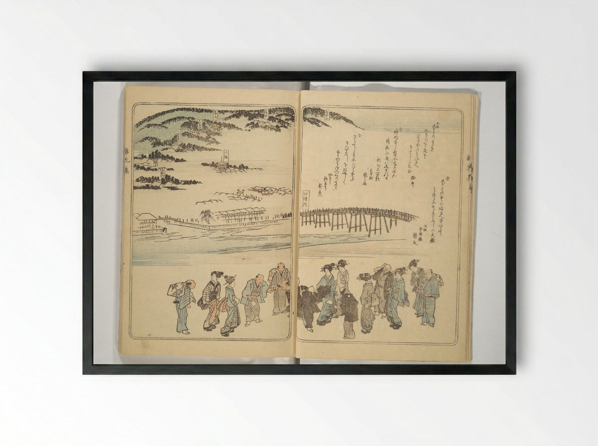 Collection of Flower Brocades (Kinkashū) - Utagawa Yoshitora - Framed Print Black