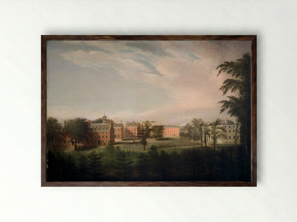 College Yard: A View from the President's House - Alvan Fisher - Framed Print Dark Wood
