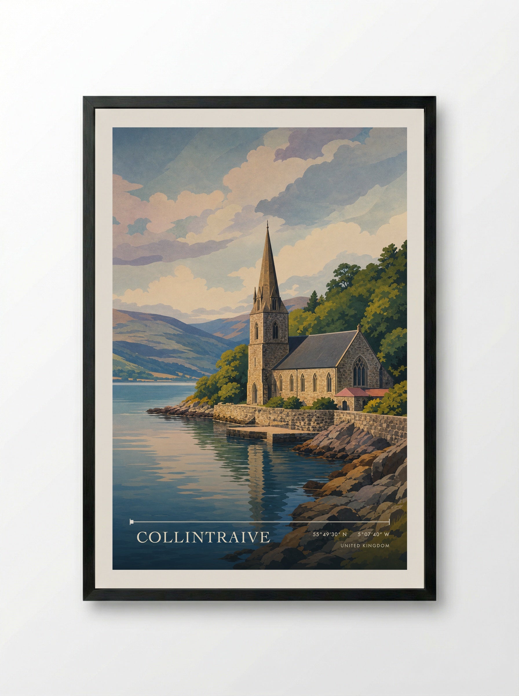 Collintraive United Kingdom Travel Poster - Framed Print Black