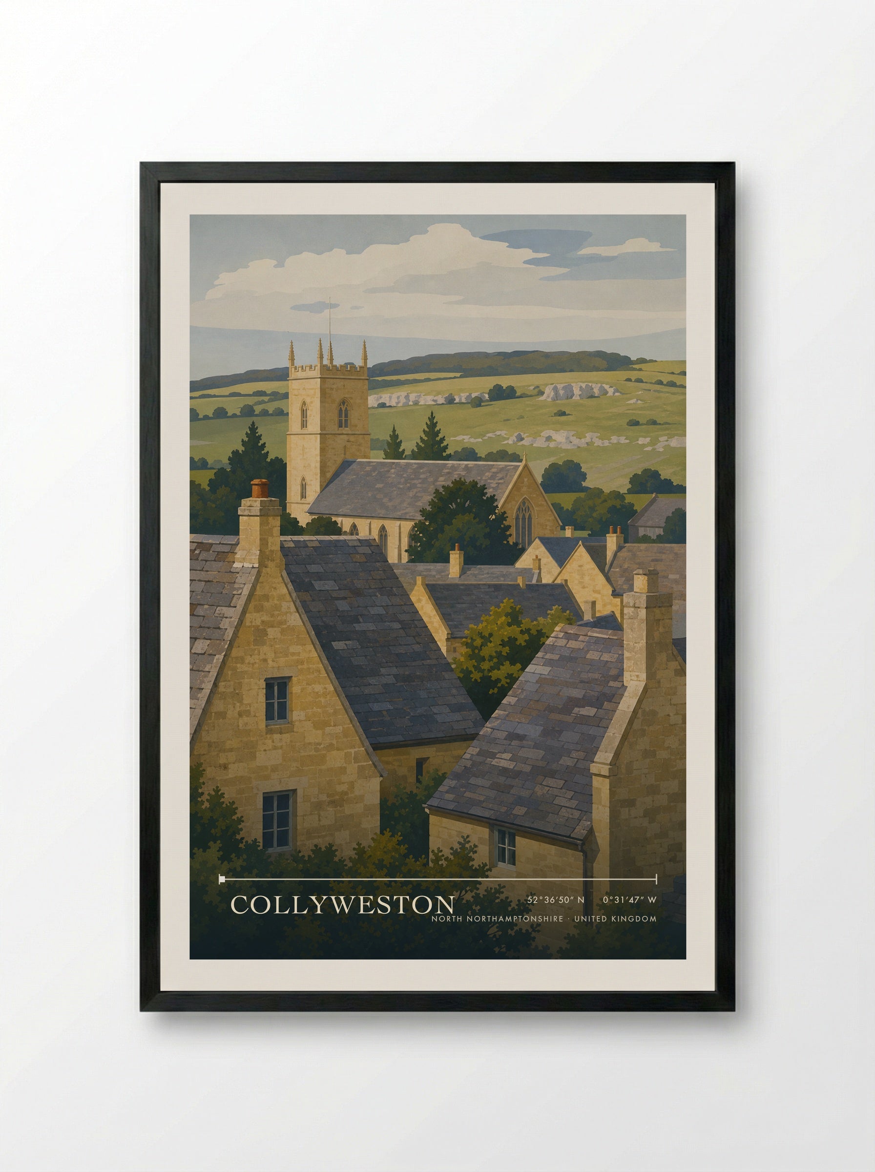 Collyweston North Northamptonshire United Kingdom Travel Poster - Framed Print Black