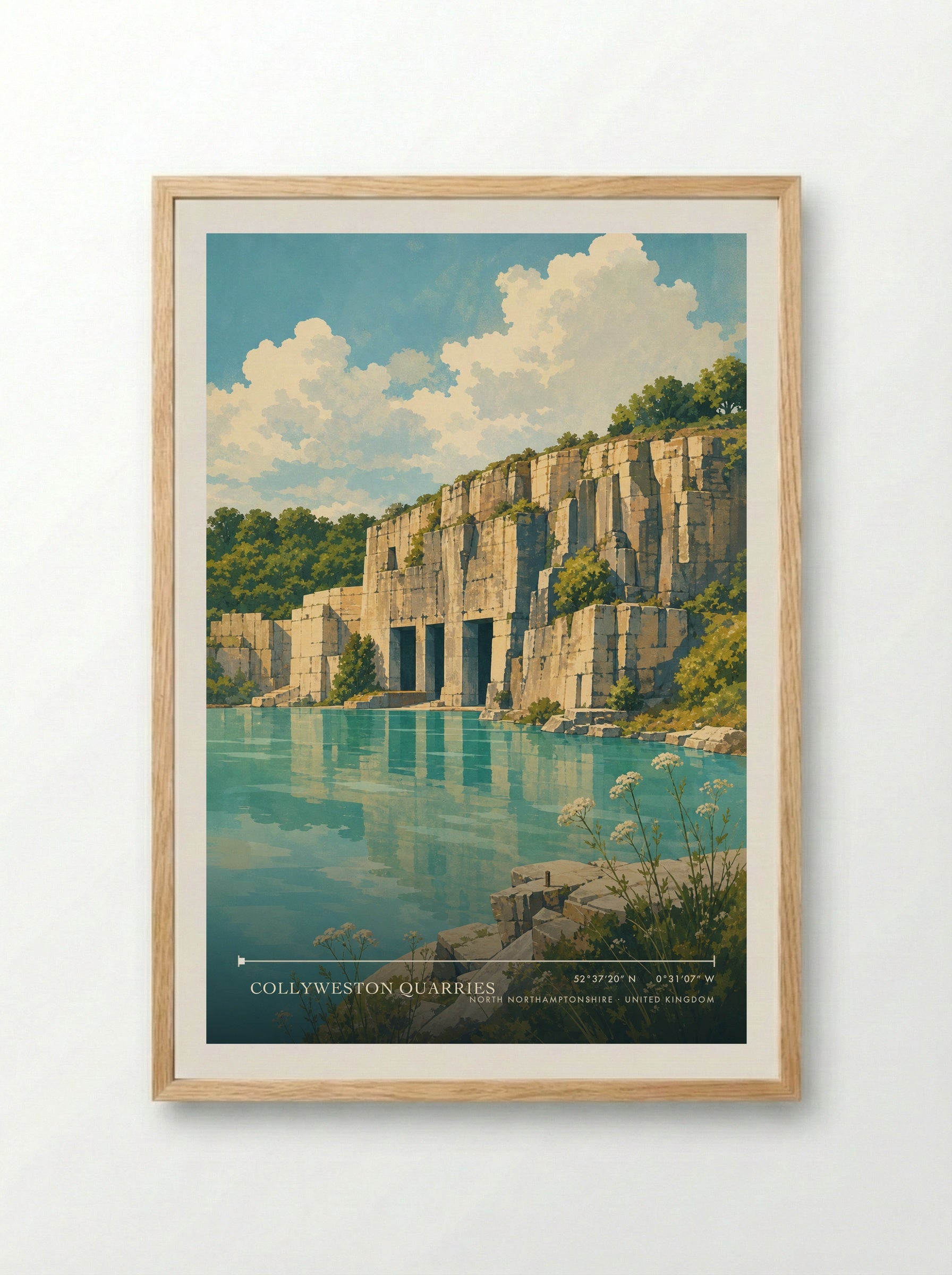 Collyweston Quarries North Northamptonshire United Kingdom Travel Poster - Framed Print Wood