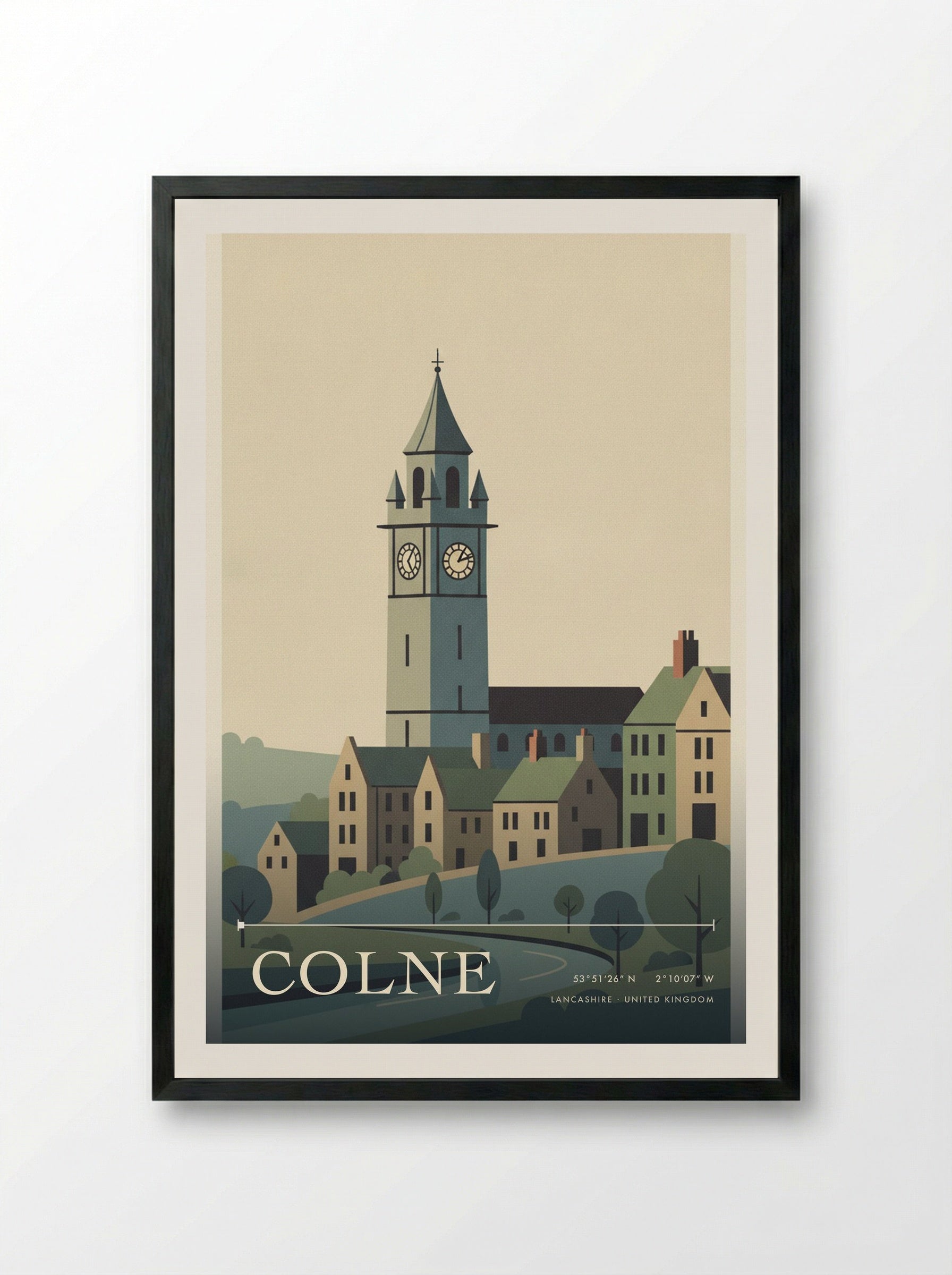 Colne Lancashire United Kingdom Travel Poster - Framed Print Black