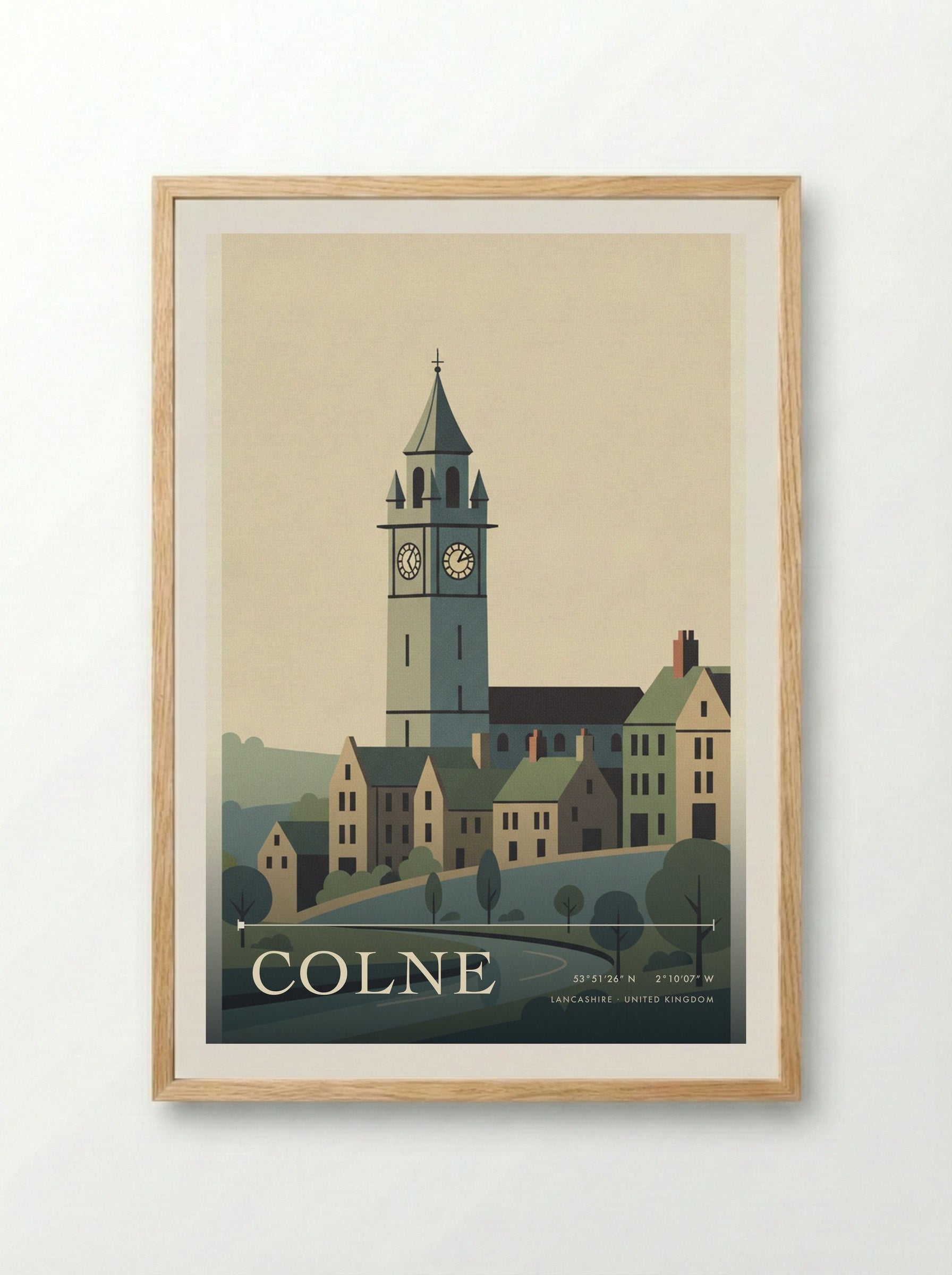 Colne Lancashire United Kingdom Travel Poster - Framed Print Wood