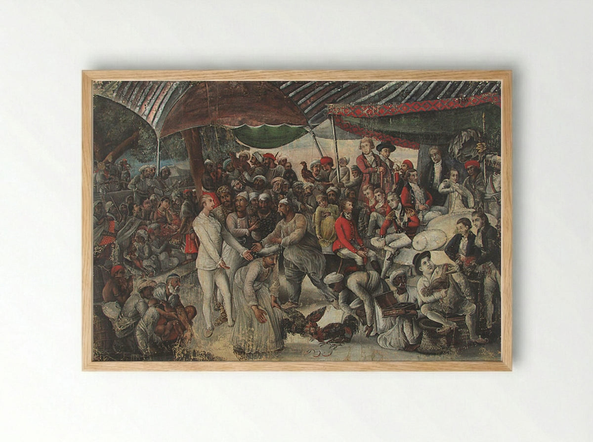 Colonel Mordaunt's Cockfight - Johan Zoffany - Framed Print Wood