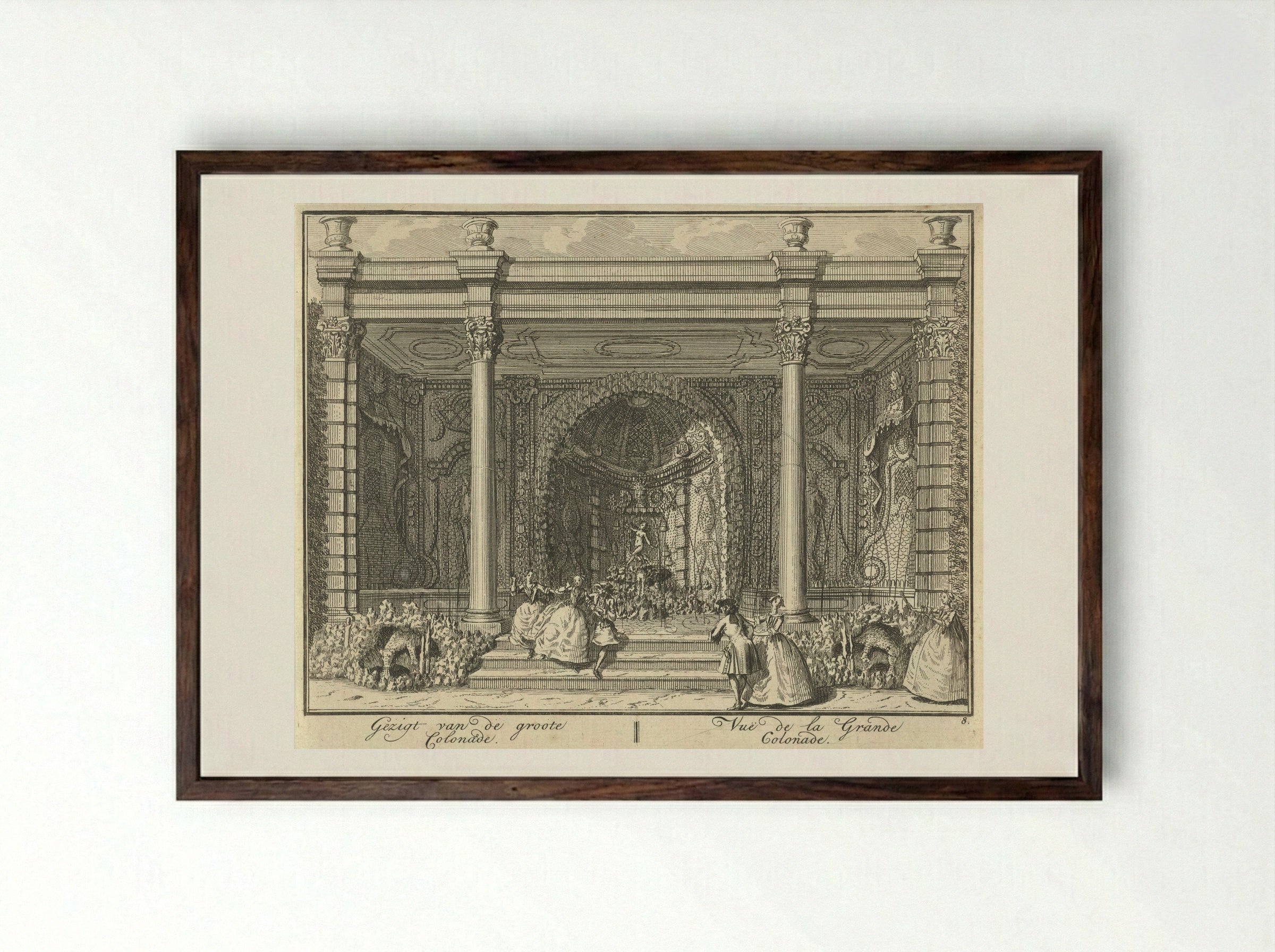 Colonnade in de tuin van Huis ter Meer te Maarssen - Hendrik de Leth - Framed Print Dark Wood