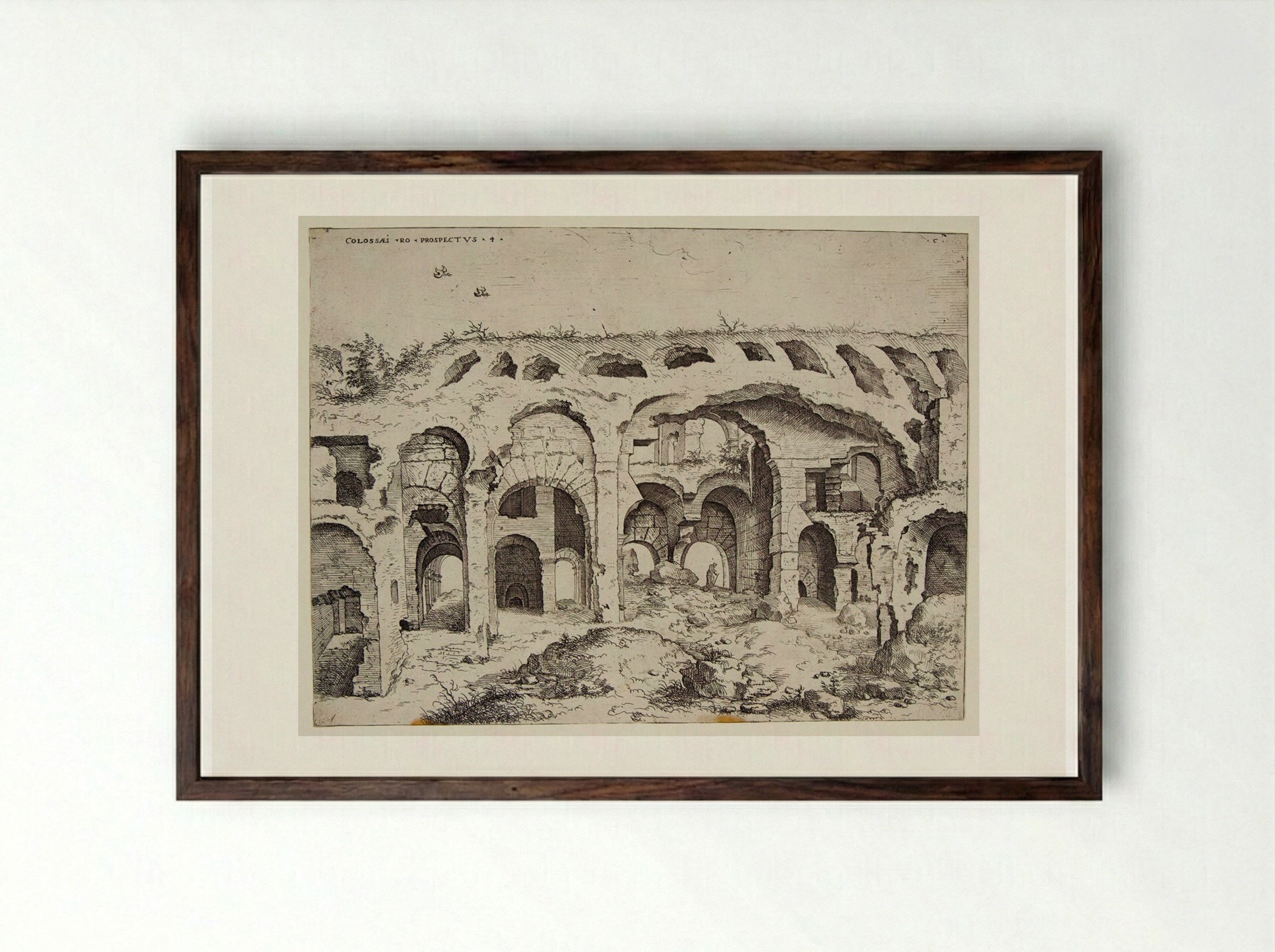 Colossaei Ro Prospectus - Hieronymus Cock - Framed Print Dark Wood