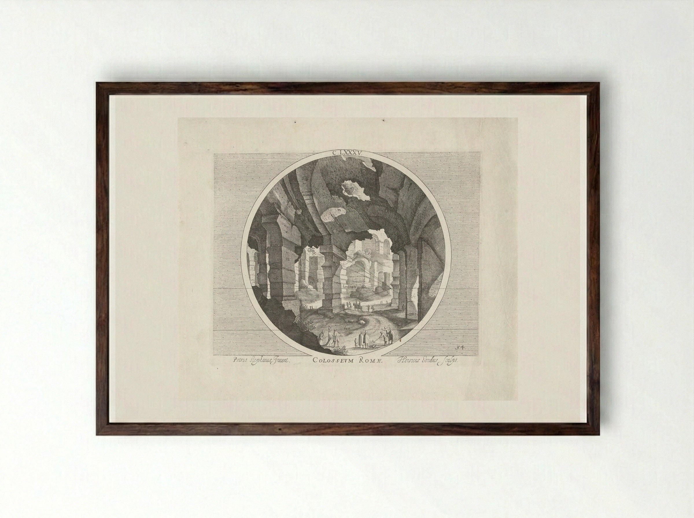 Colosseum with Golfers - Hendrick Hondius (I) - Framed Print Dark Wood
