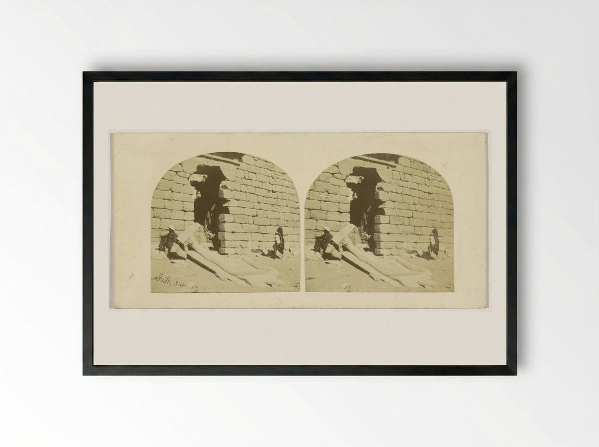 Colossus at the Entrance to the Temple of Wadi es-Sebua, Egypt - Francis Frith - Framed Print Black