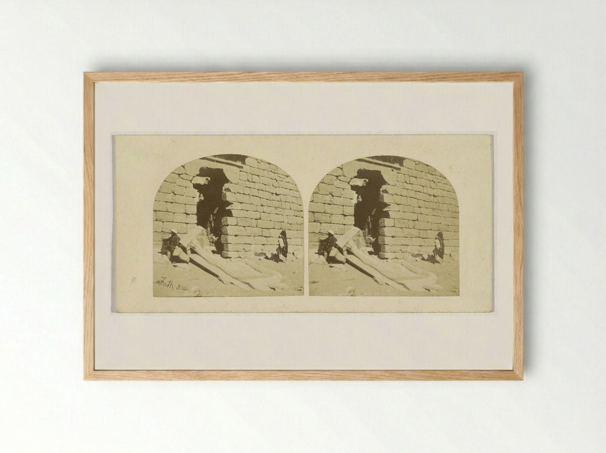 Colossus at the Entrance to the Temple of Wadi es-Sebua, Egypt - Francis Frith - Framed Print Wood
