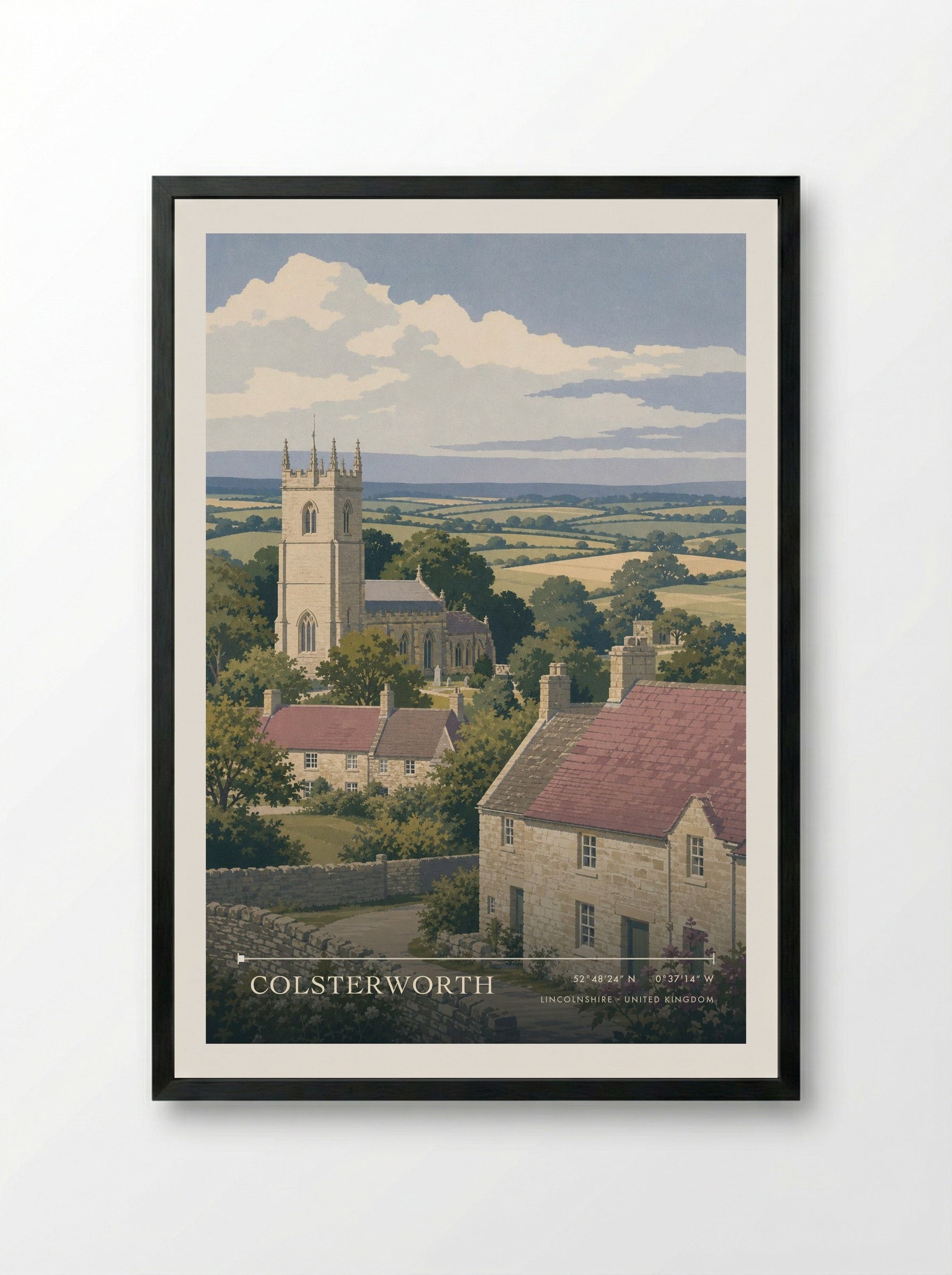 Colsterworth Lincolnshire United Kingdom Travel Poster - Framed Print Black