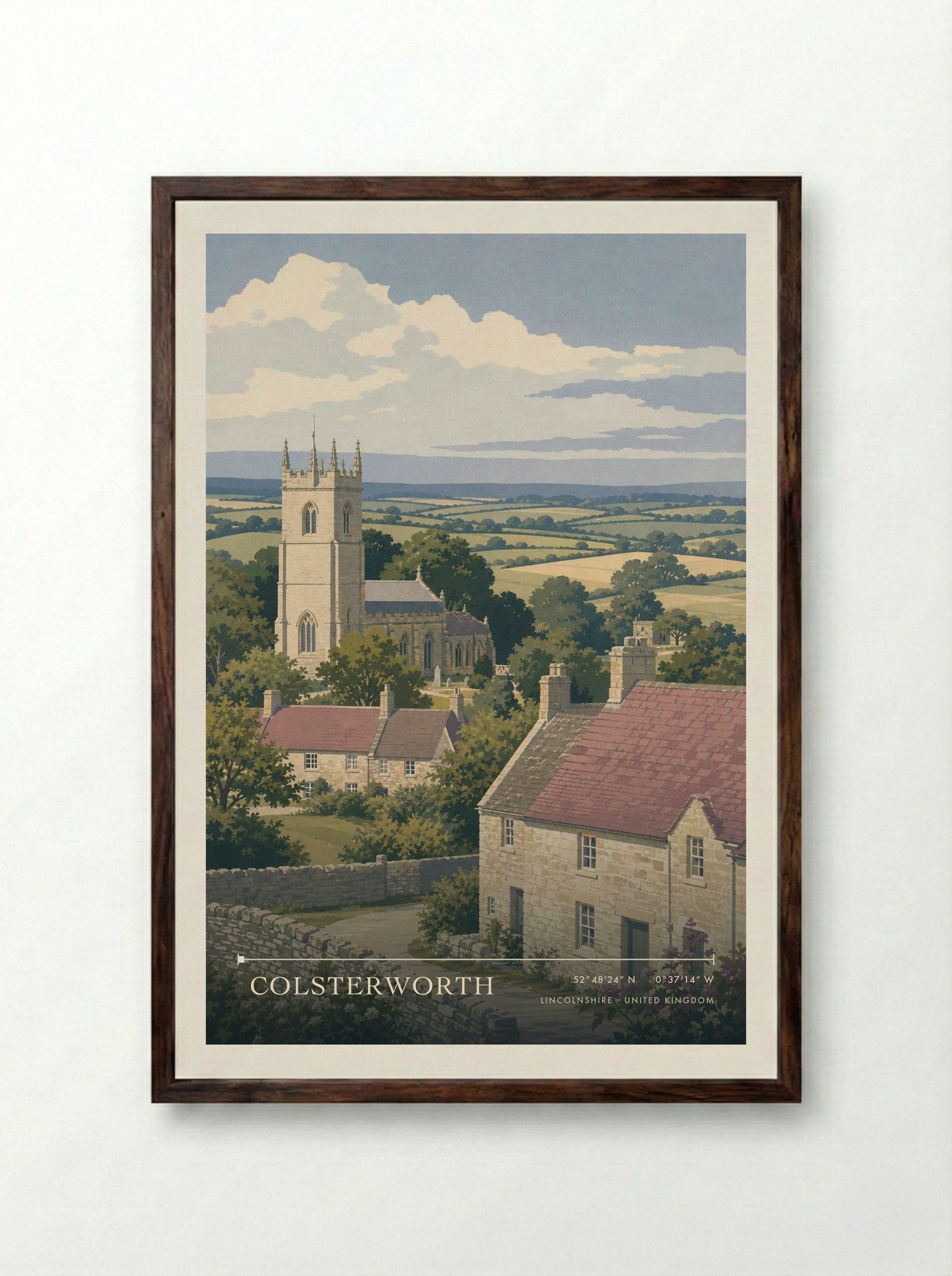 Colsterworth Lincolnshire United Kingdom Travel Poster - Framed Print Dark Wood