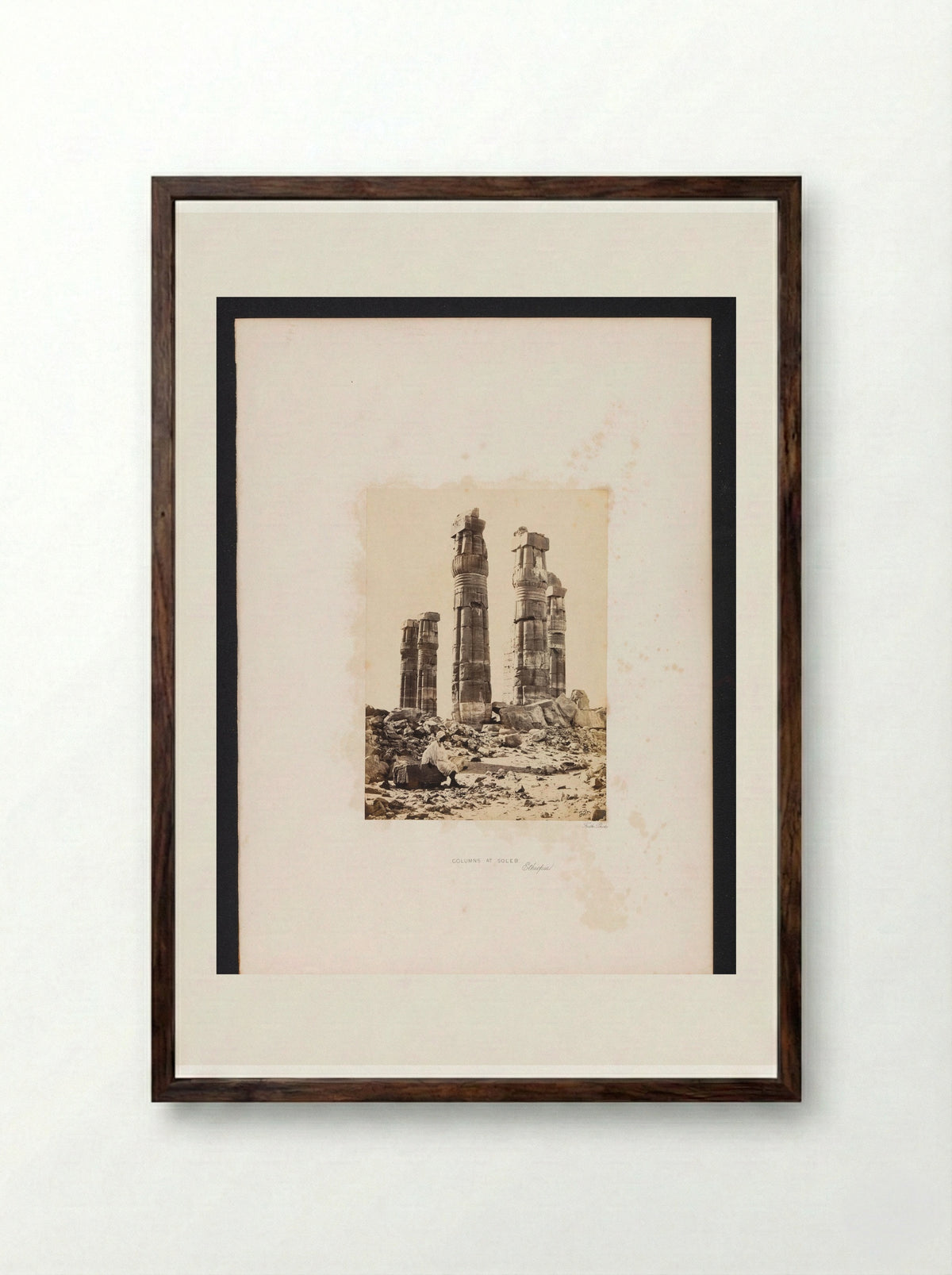 Columns at Soleb - Francis Frith - Framed Print Dark Wood