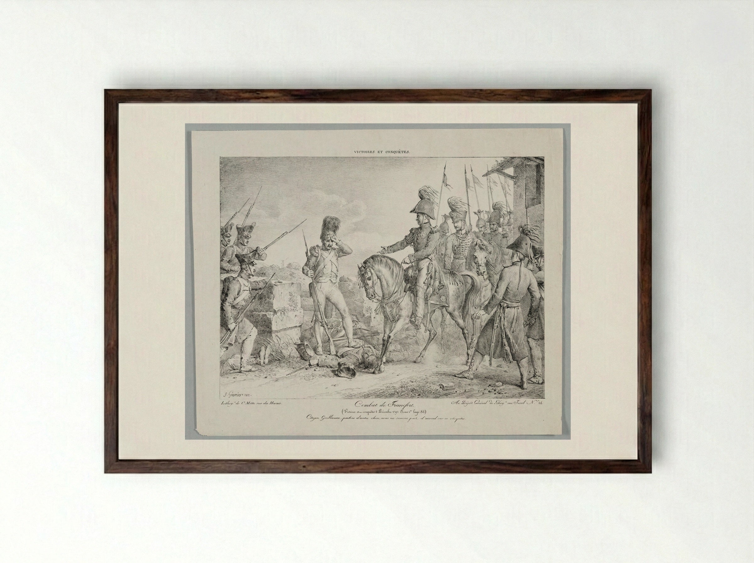 Combat de Francfort - Francisque-Martin-François Grenier de Saint-Martin - Framed Print Dark Wood