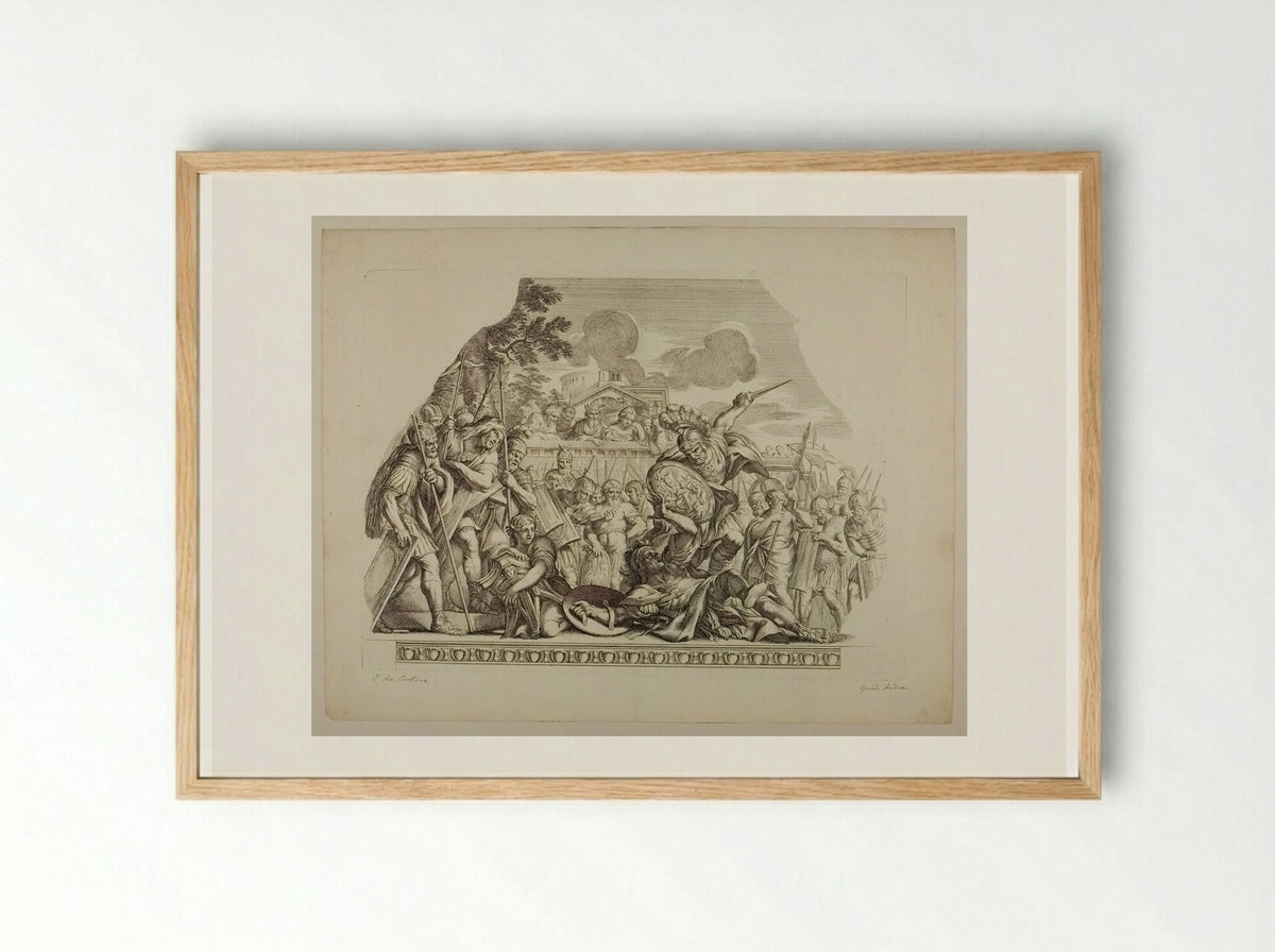 Combat of Aeneas and Turnus - Gérard Audran - Framed Print Wood
