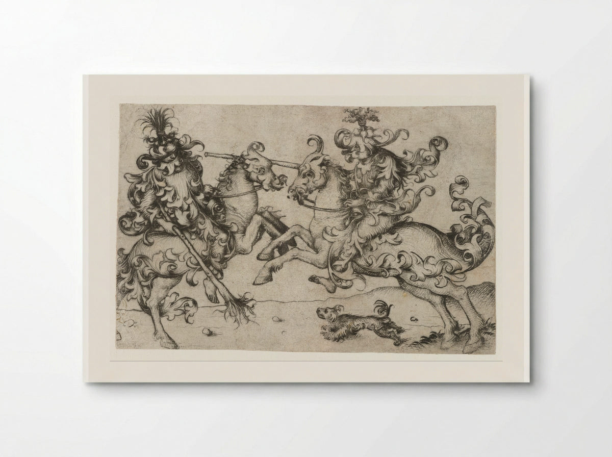 Combat of Two Wild Men on Horseback - Master of the Amsterdam Cabinet - Poster