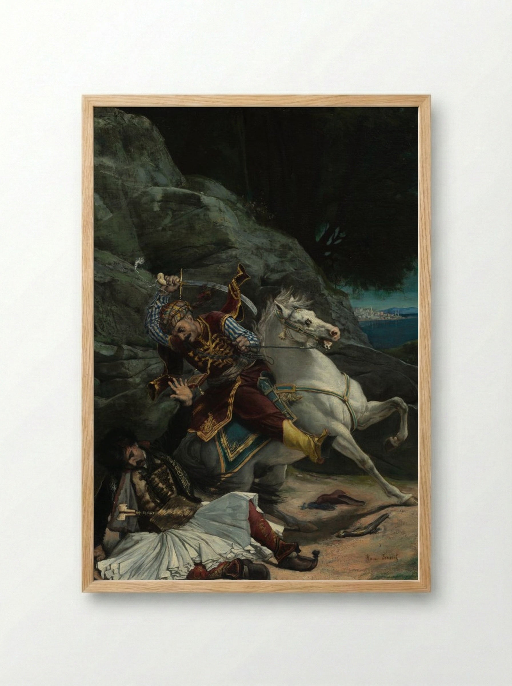 Combat of a Greek and a Turk - Horace Vernet - Framed Print Wood