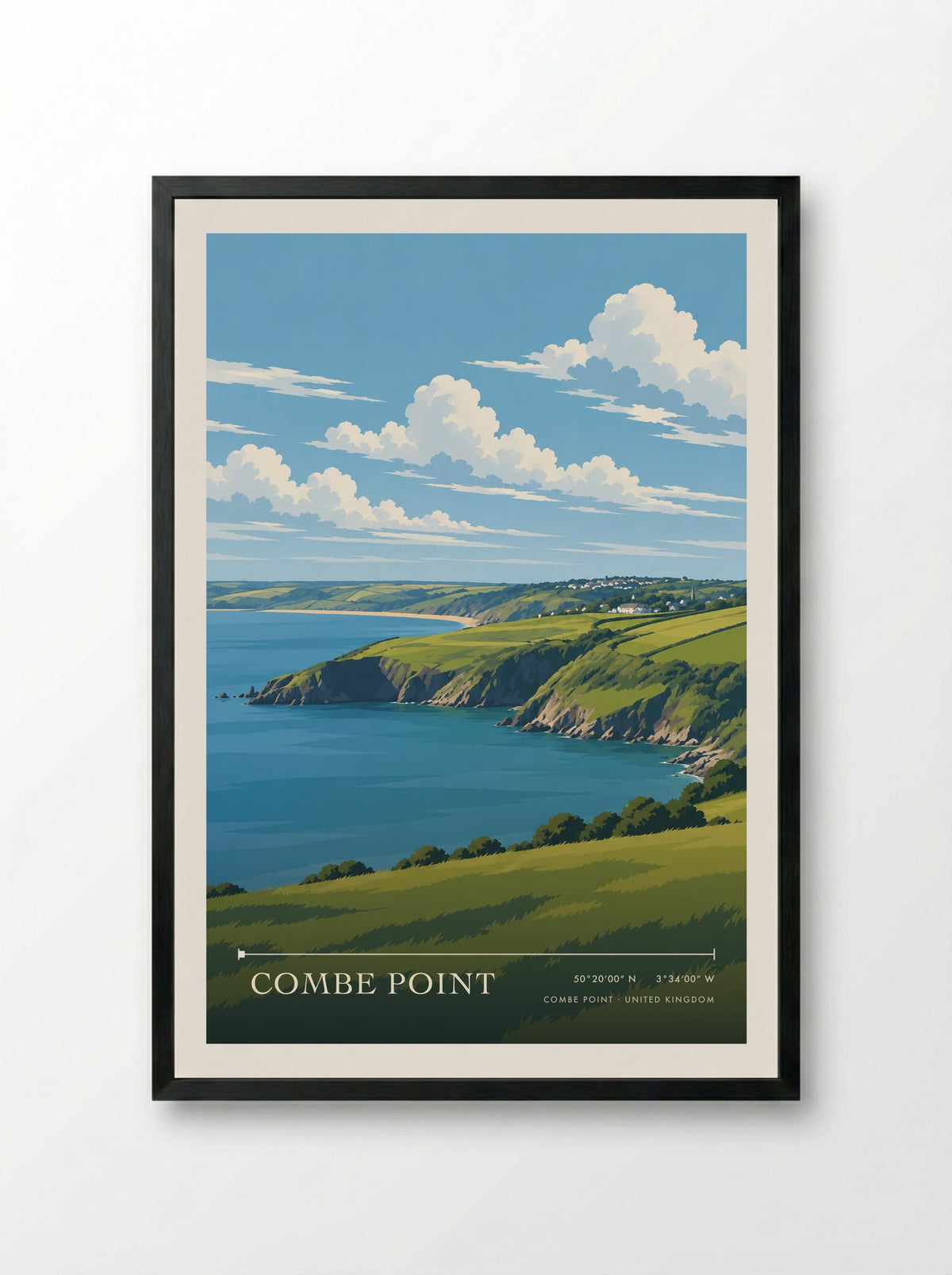 Combe Point | Travel Poster - Framed Print Black