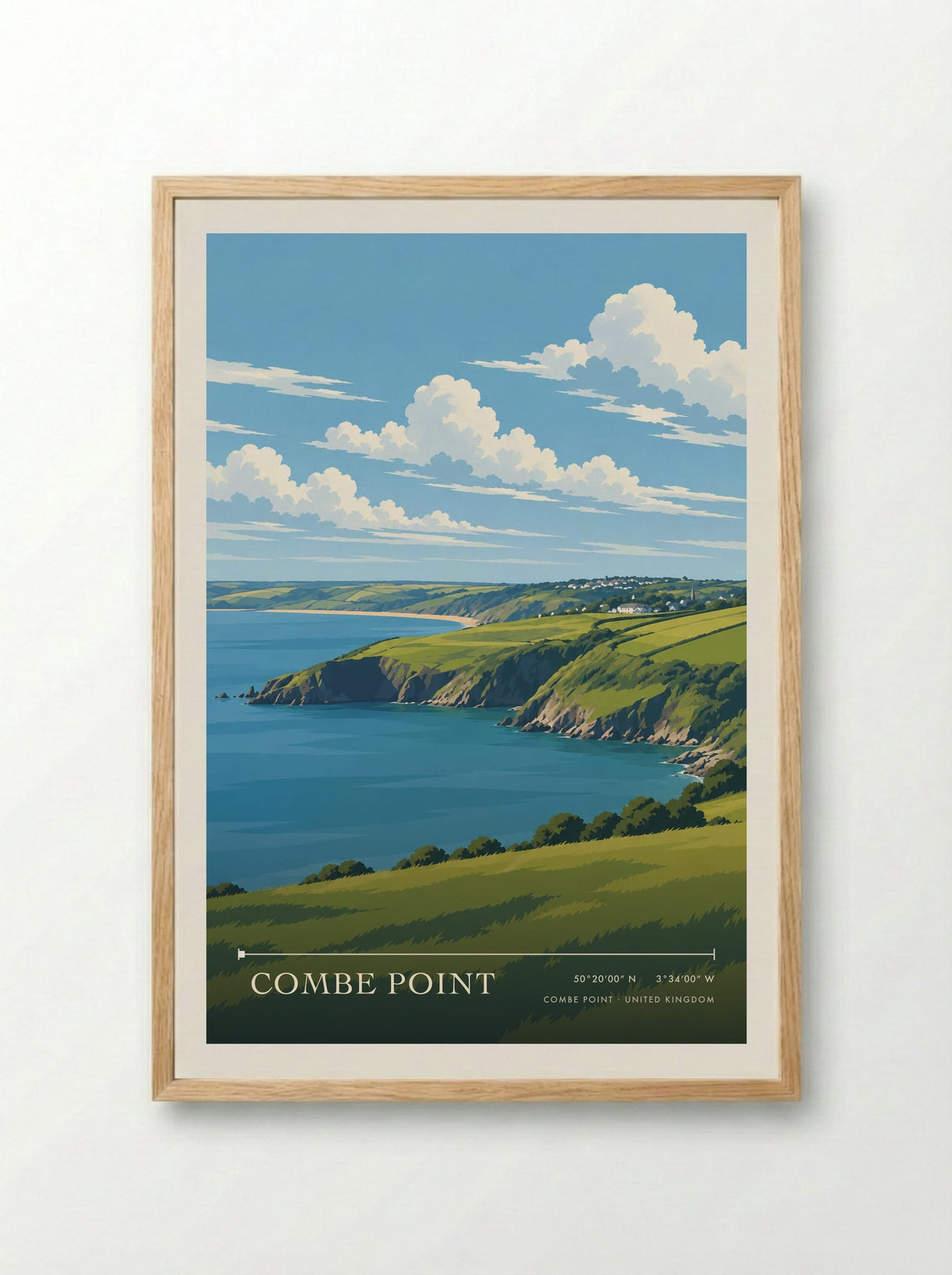 Combe Point | Travel Poster - Framed Print Wood