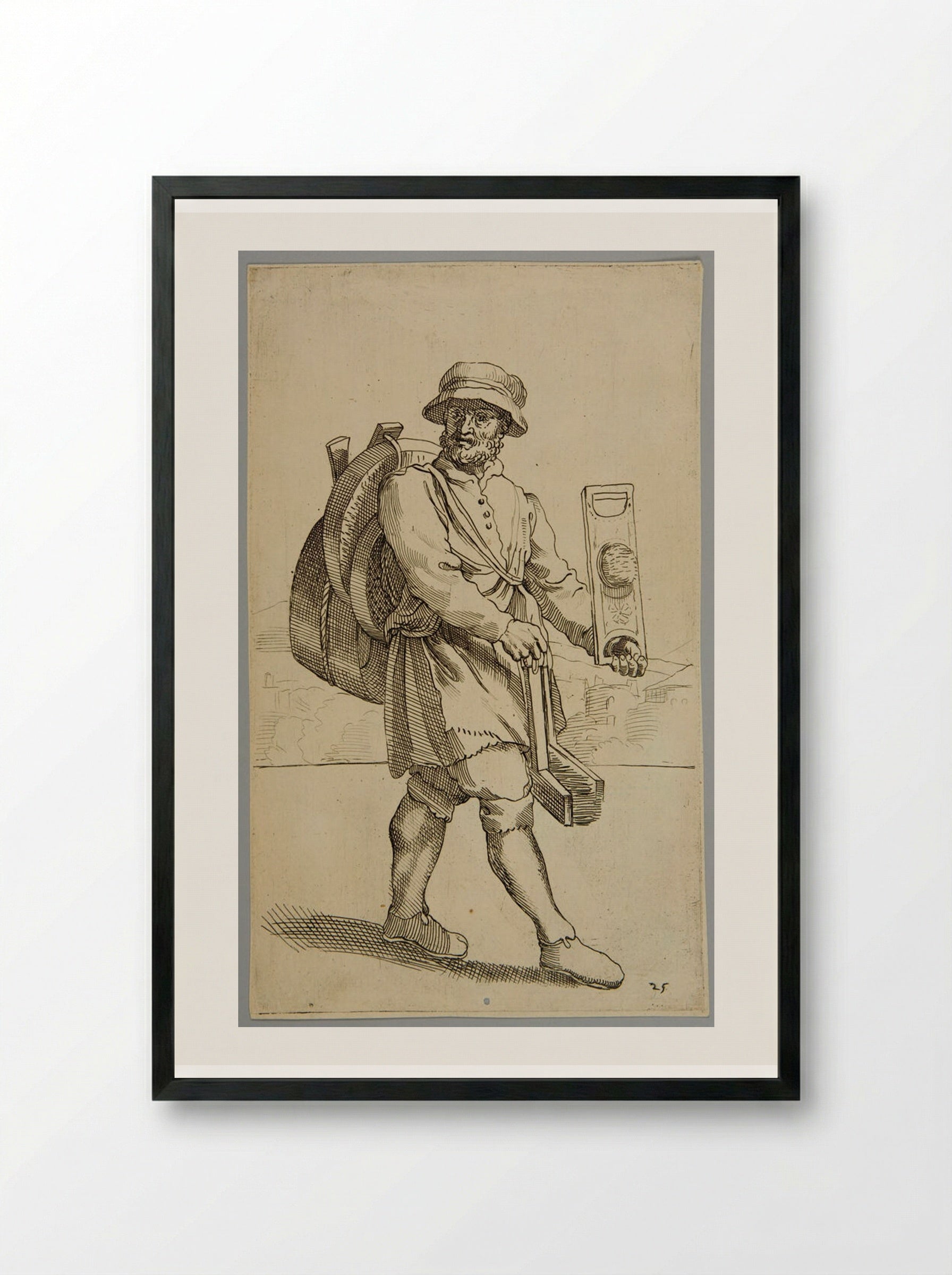Combs for linen and sieves, plate 25 - Simon Guillain - Framed Print Black