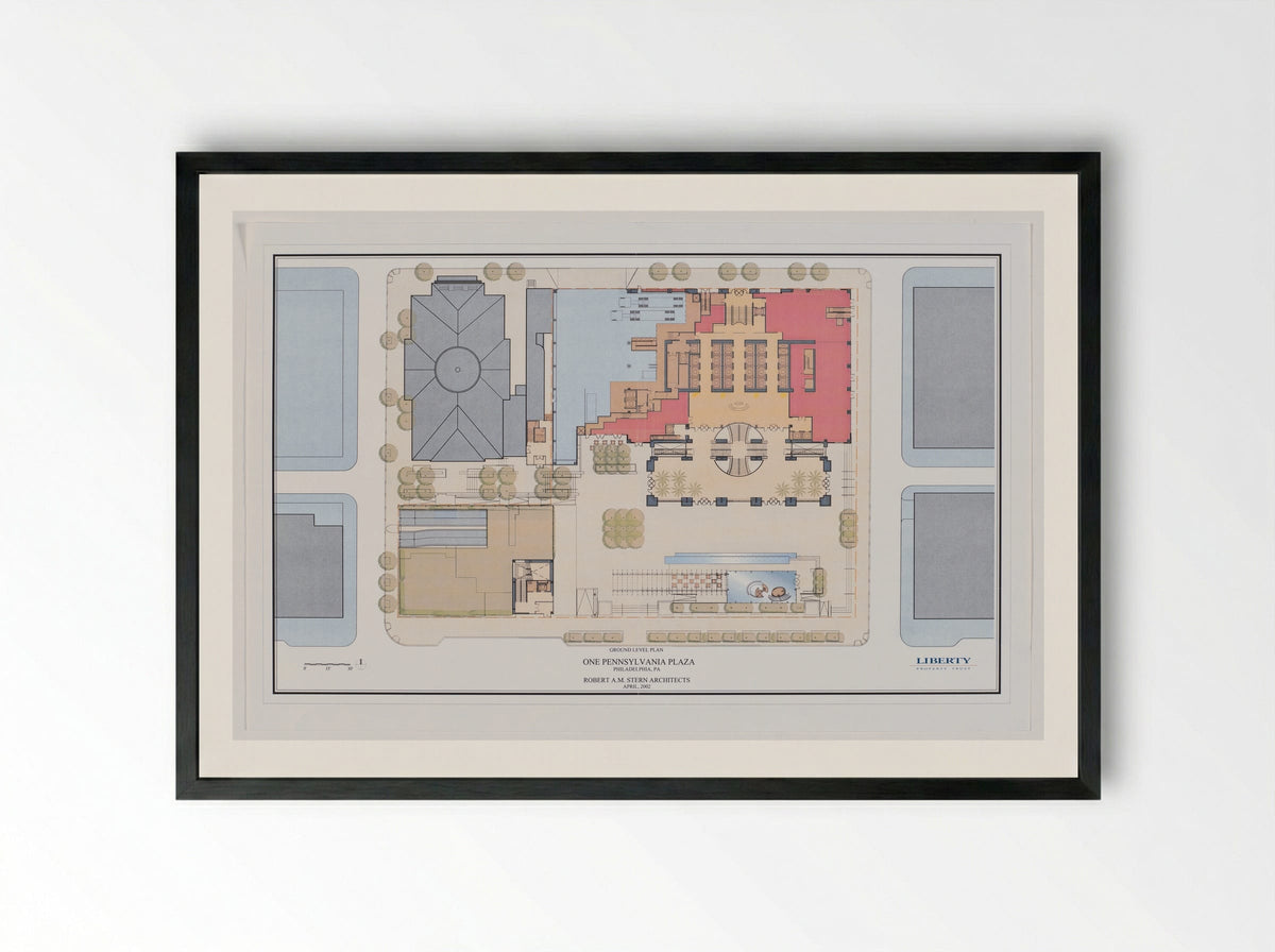 Comcast Center Proposal (Architectural Diagram 2) - Edna Andrade - Framed Print Black
