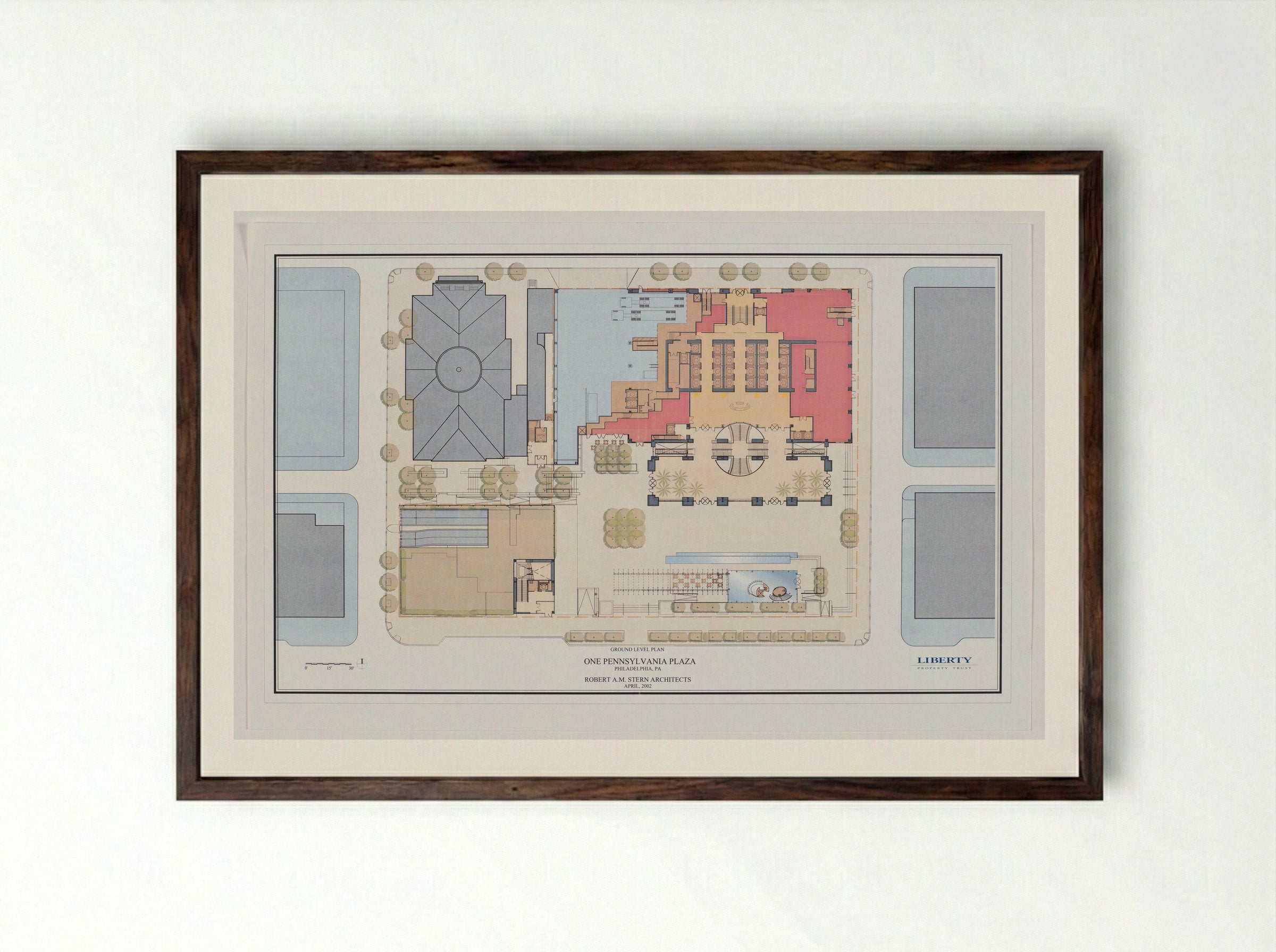 Comcast Center Proposal (Architectural Diagram 2) - Edna Andrade - Framed Print Dark Wood
