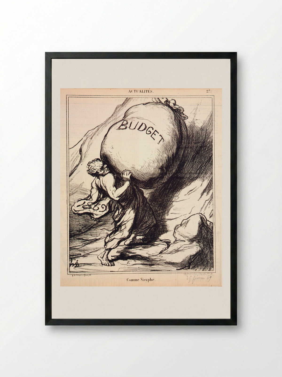 Comme Sisyphe - Honoré-Victorin Daumier - Framed Print Black