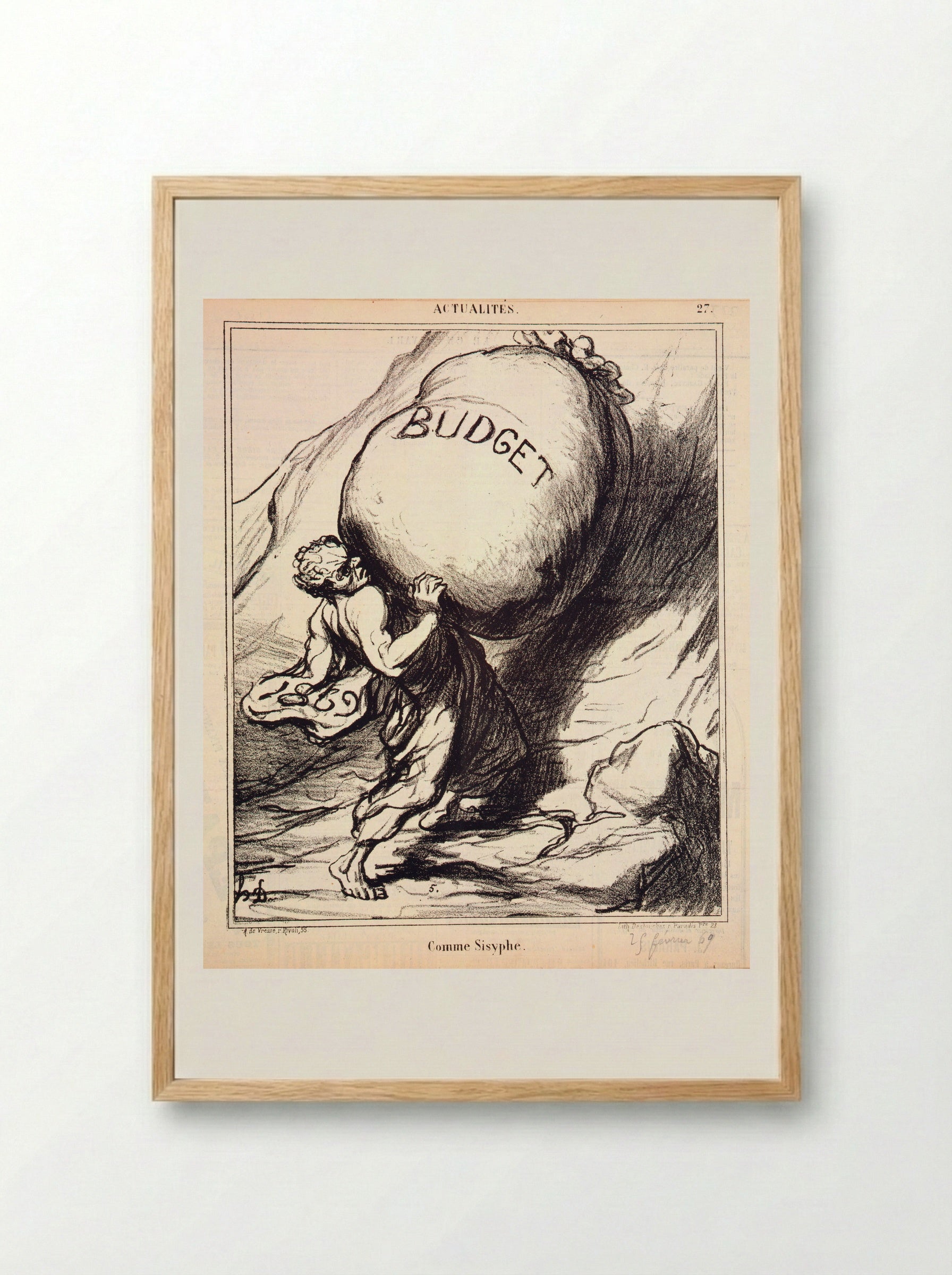 Comme Sisyphe - Honoré-Victorin Daumier - Framed Print Wood