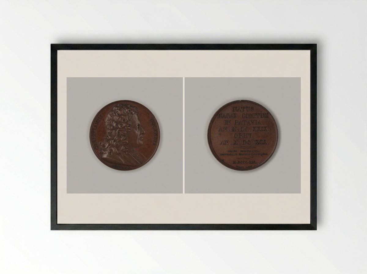 Commemorative Medal of Christiaan Huygens - Christiaan Huygens - Framed Print Black