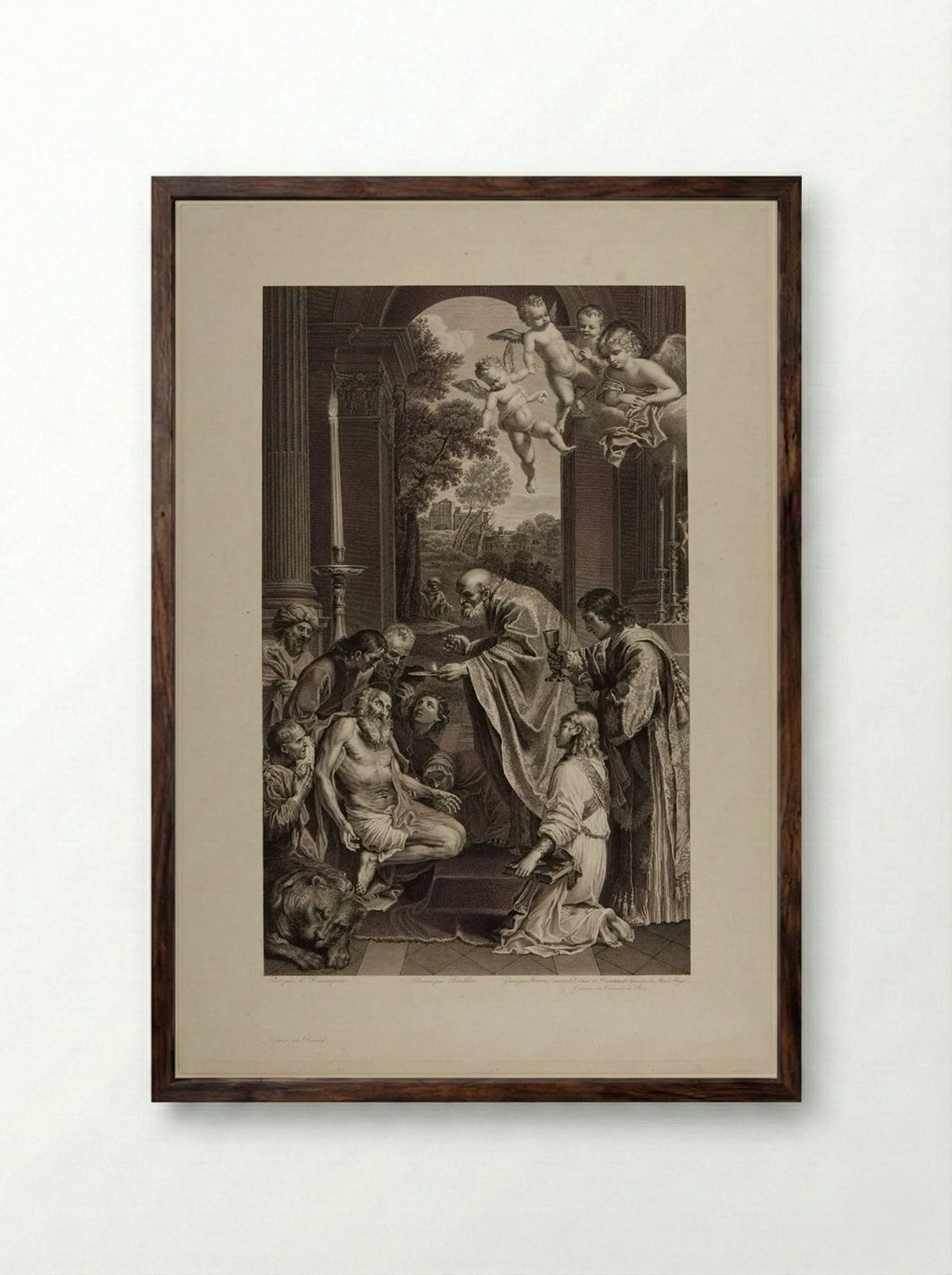 Communion of Saint Jerome - Pierre Louis Henri Laurent - Framed Print Dark Wood