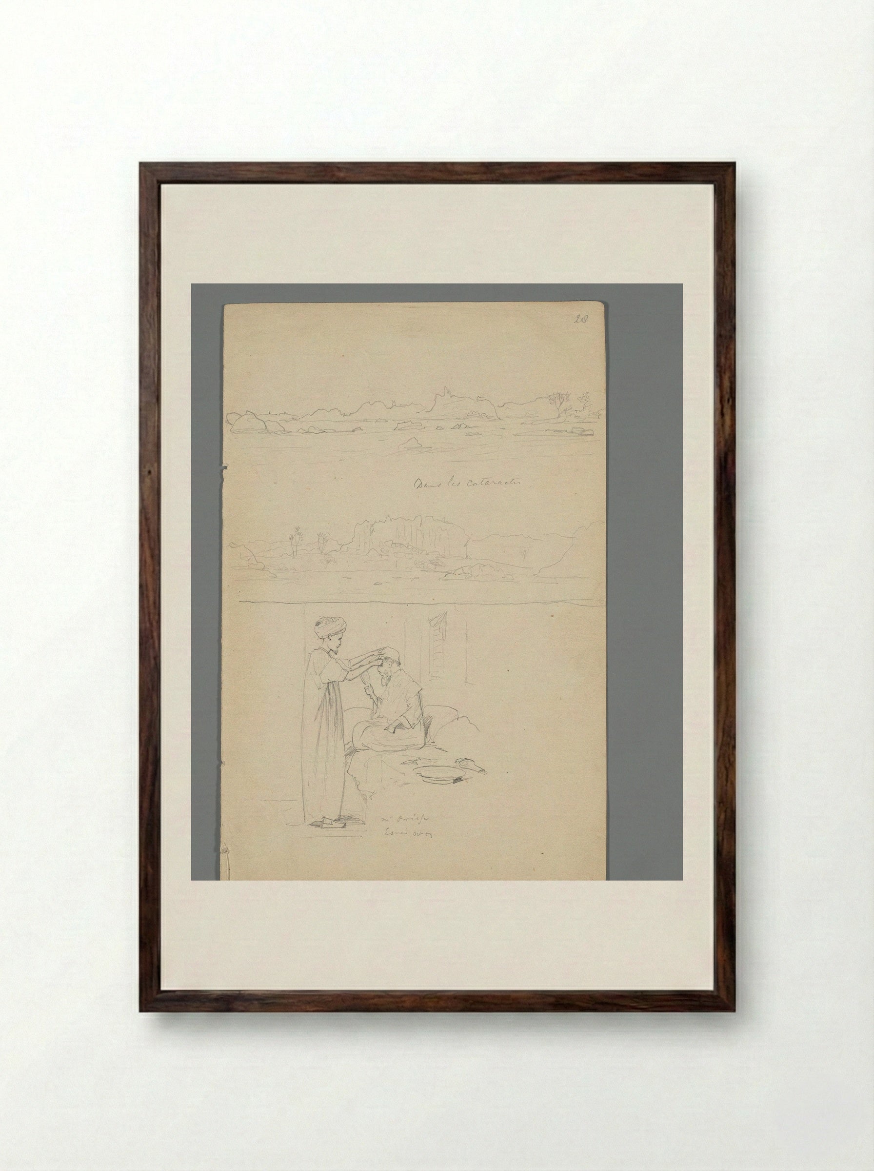 Compositie met gezicht op de Nijl en twee figuren - Willem de Famars Testas - Framed Print Dark Wood