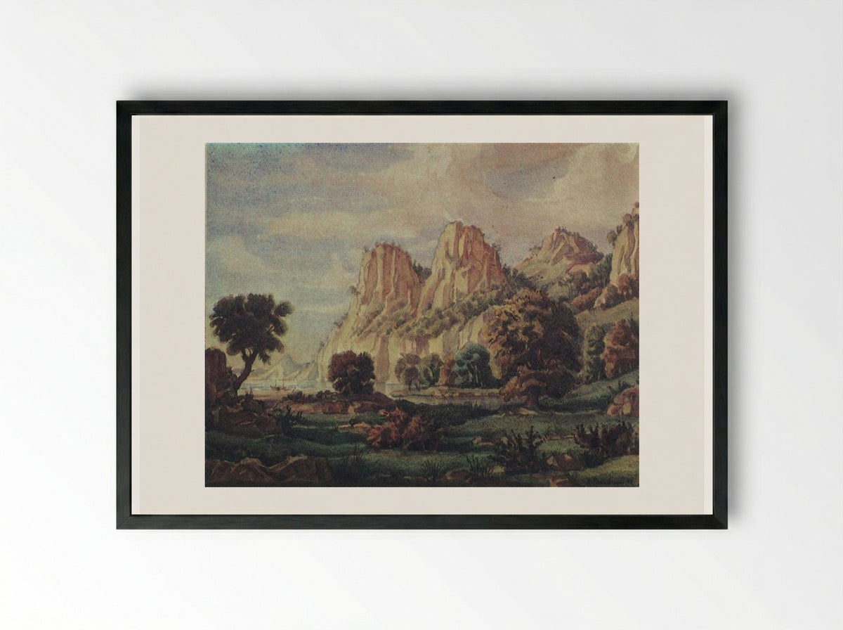 Composition (Mountainous Coastal View) - Konstantin Bogaevsky - Framed Print Black