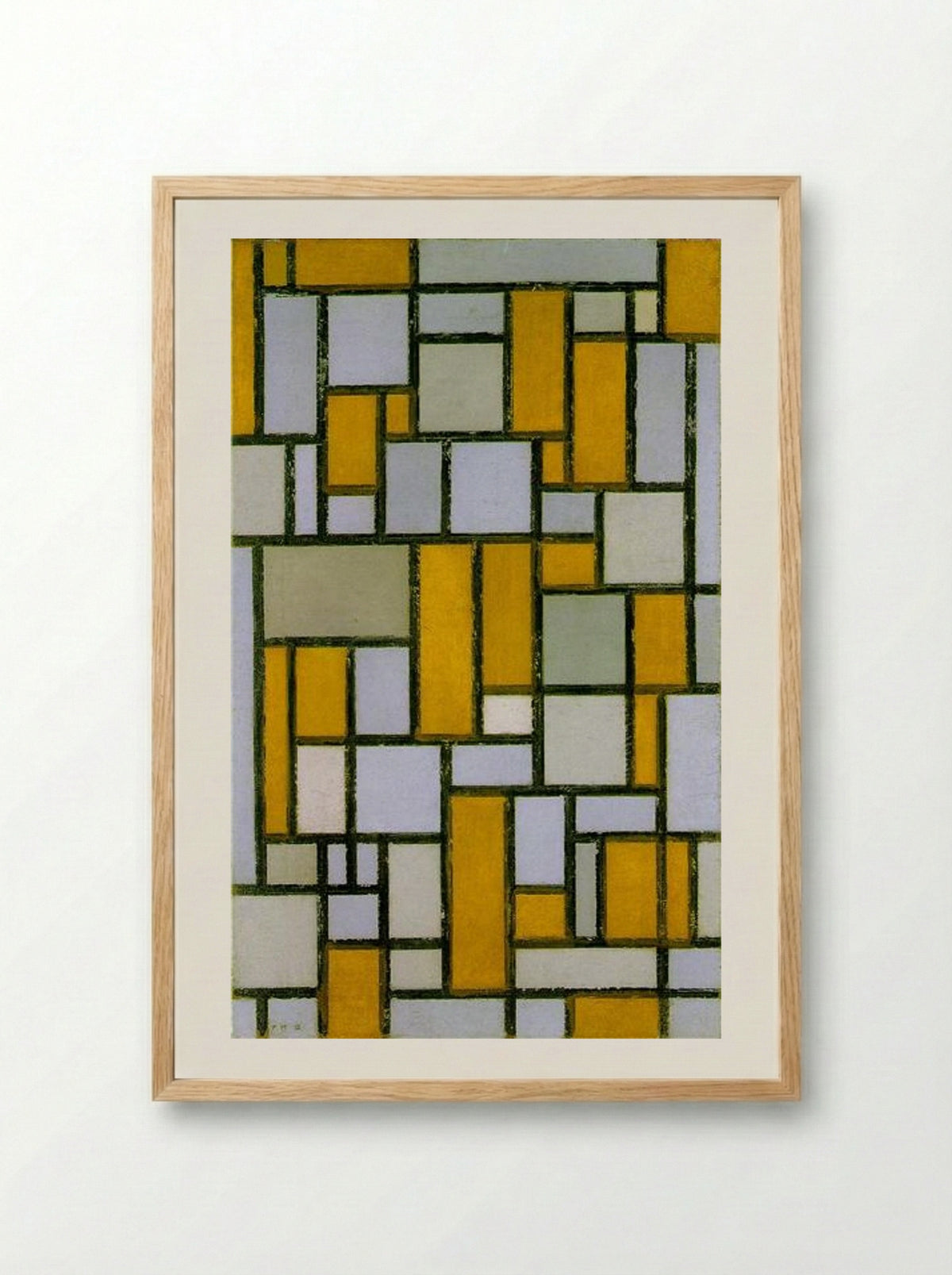 Composition with Gray and Light Brown - Piet Mondrian - Framed Print Wood