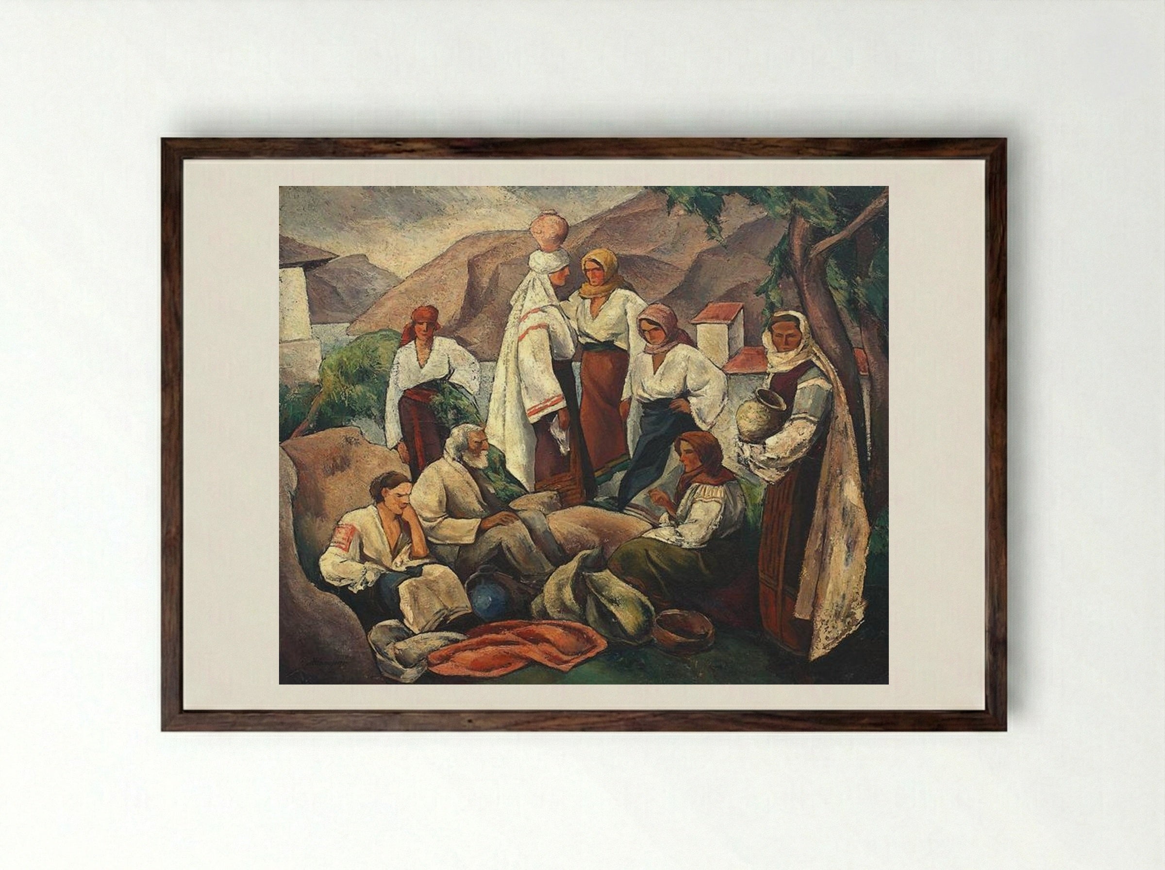 Composition with Romanian Motifs - Ion Theodorescu-Sion - Framed Print Dark Wood