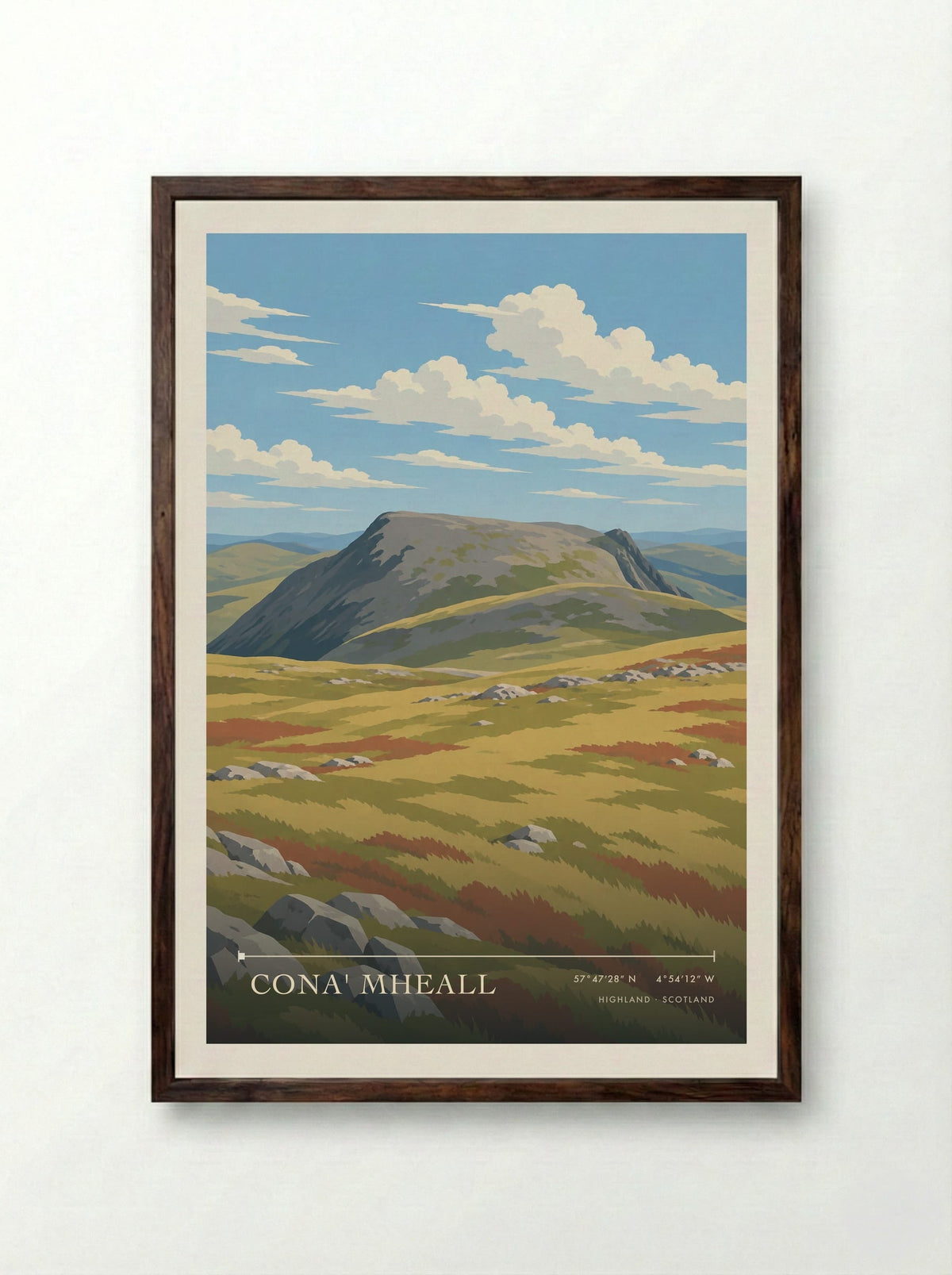 Cona' Mheall, Highland | Travel Poster - Framed Print Dark Wood