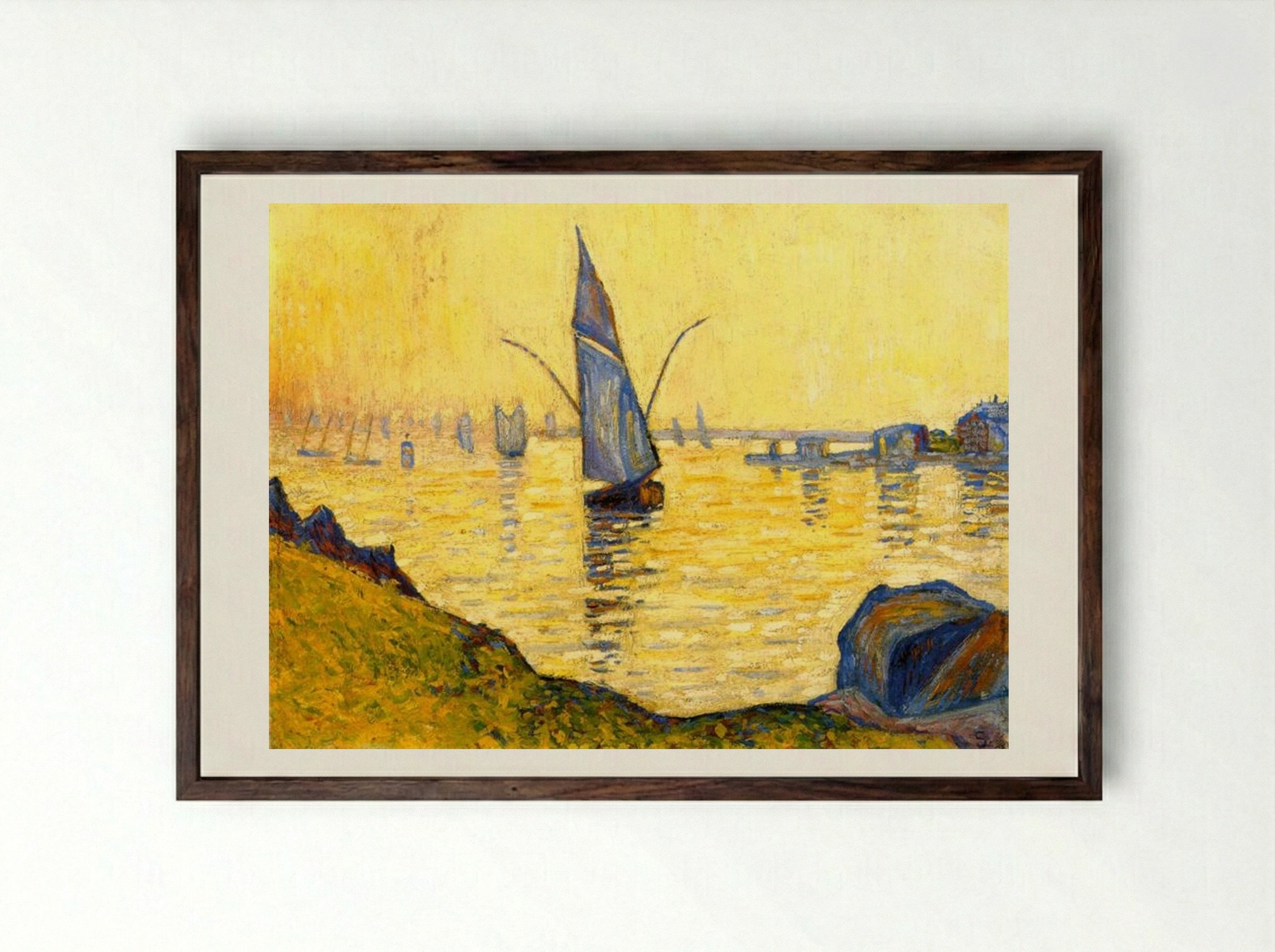 Concarneau, Study - Paul Signac - Framed Print Dark Wood