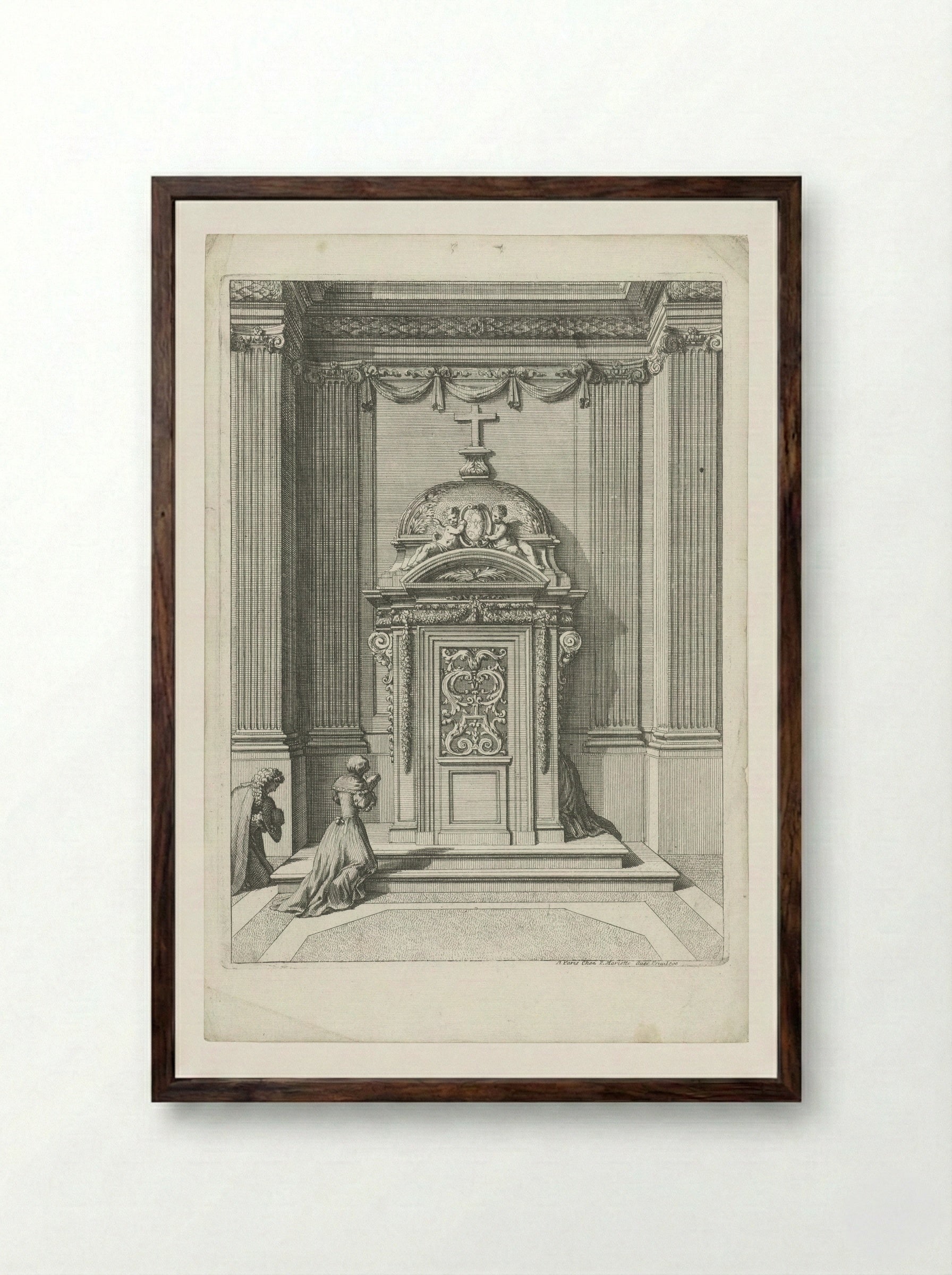 Confessional in a Niche - Jean Lepautre - Framed Print Dark Wood