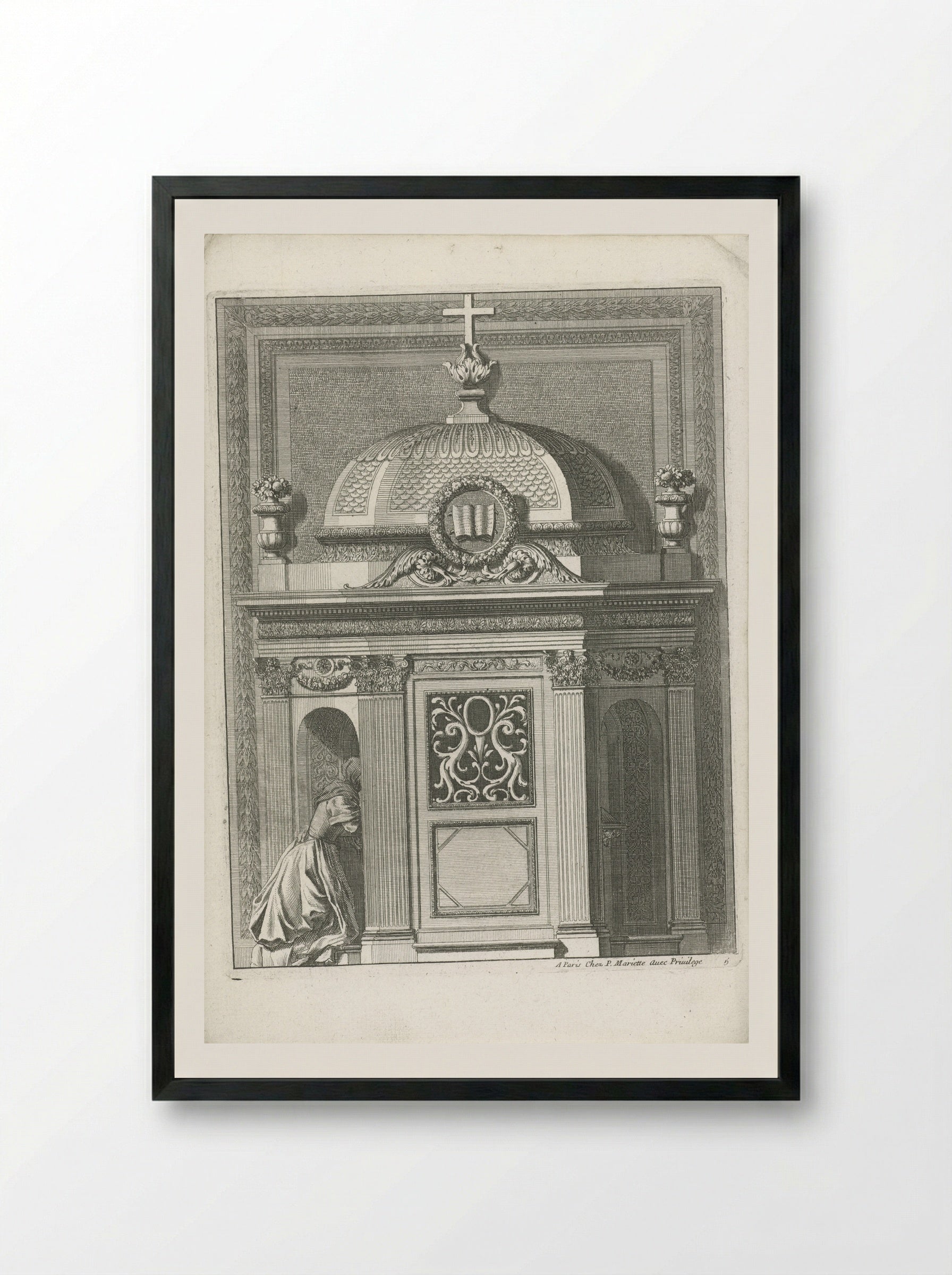 Confessional with Dome - Jean Lepautre - Framed Print Black