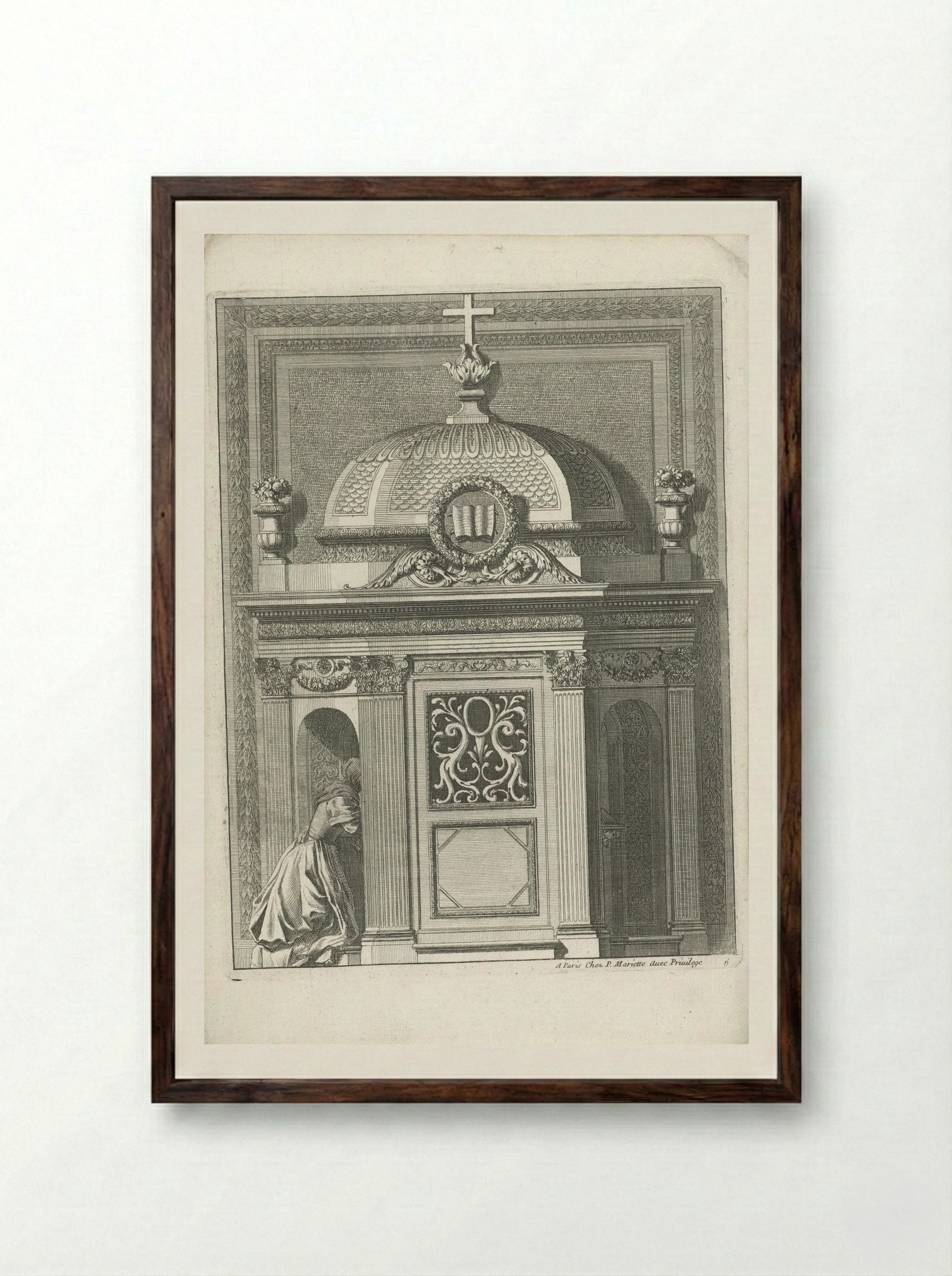 Confessional with Dome - Jean Lepautre - Framed Print Dark Wood