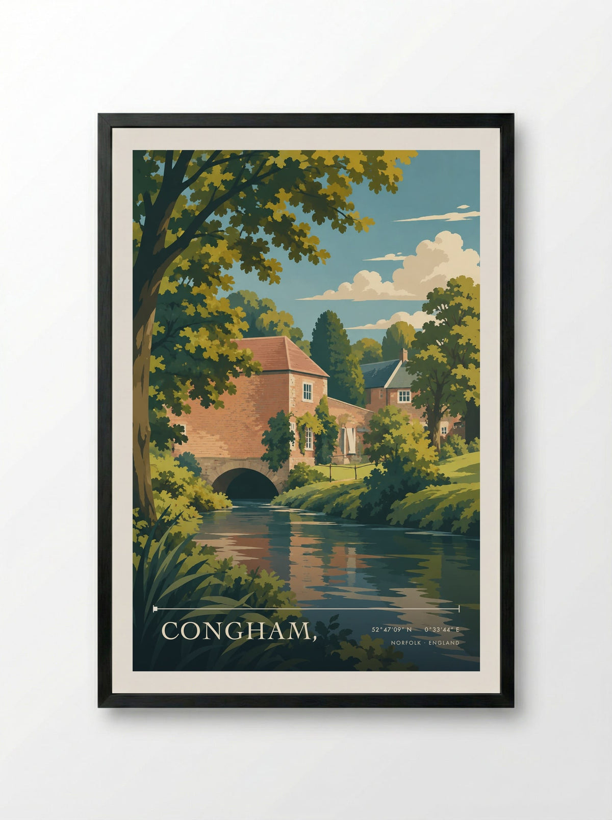 Congham, Norfolk | Travel Poster - Framed Print Black