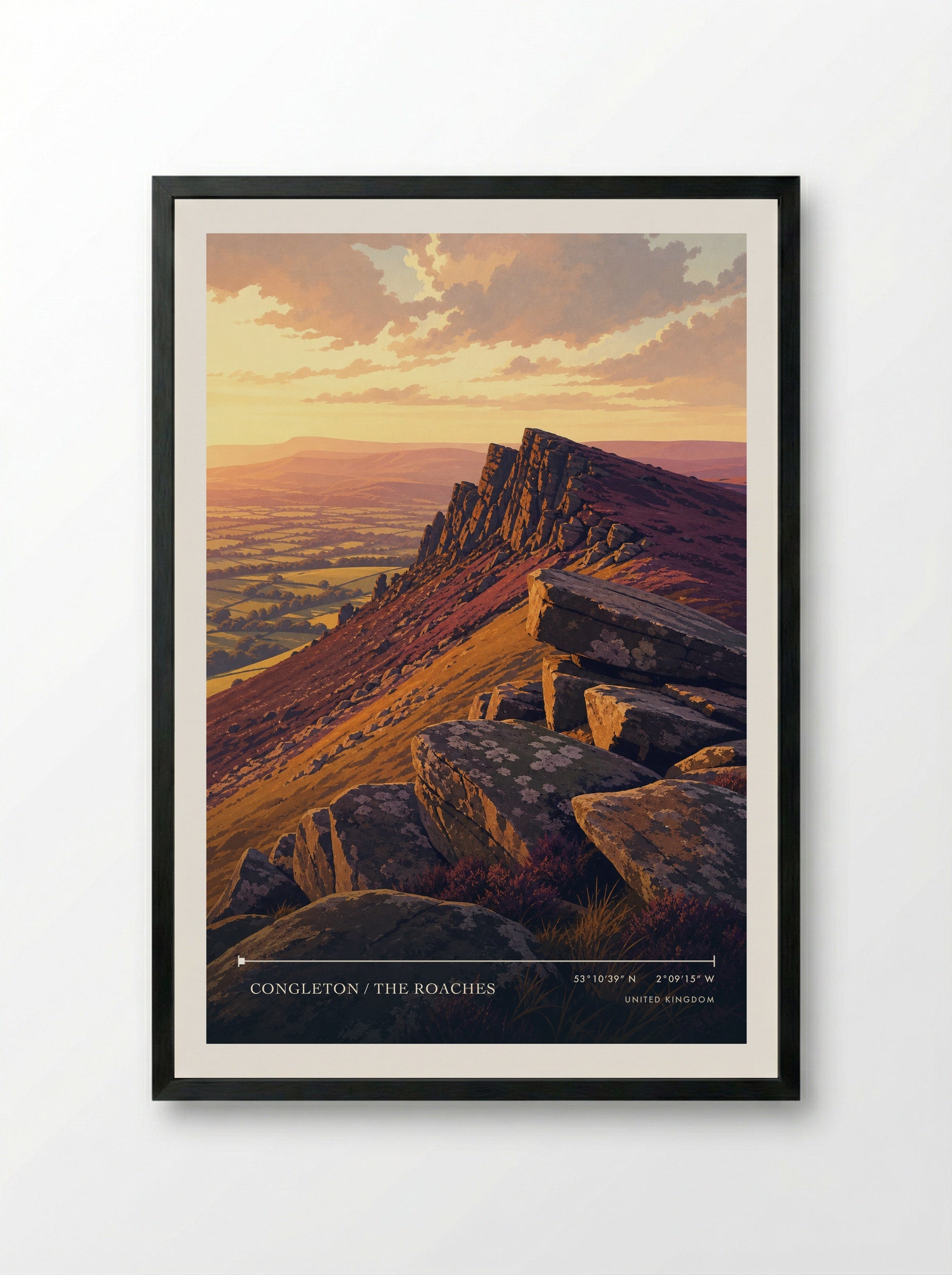 Congleton / The Roaches United Kingdom Travel Poster - Framed Print Black