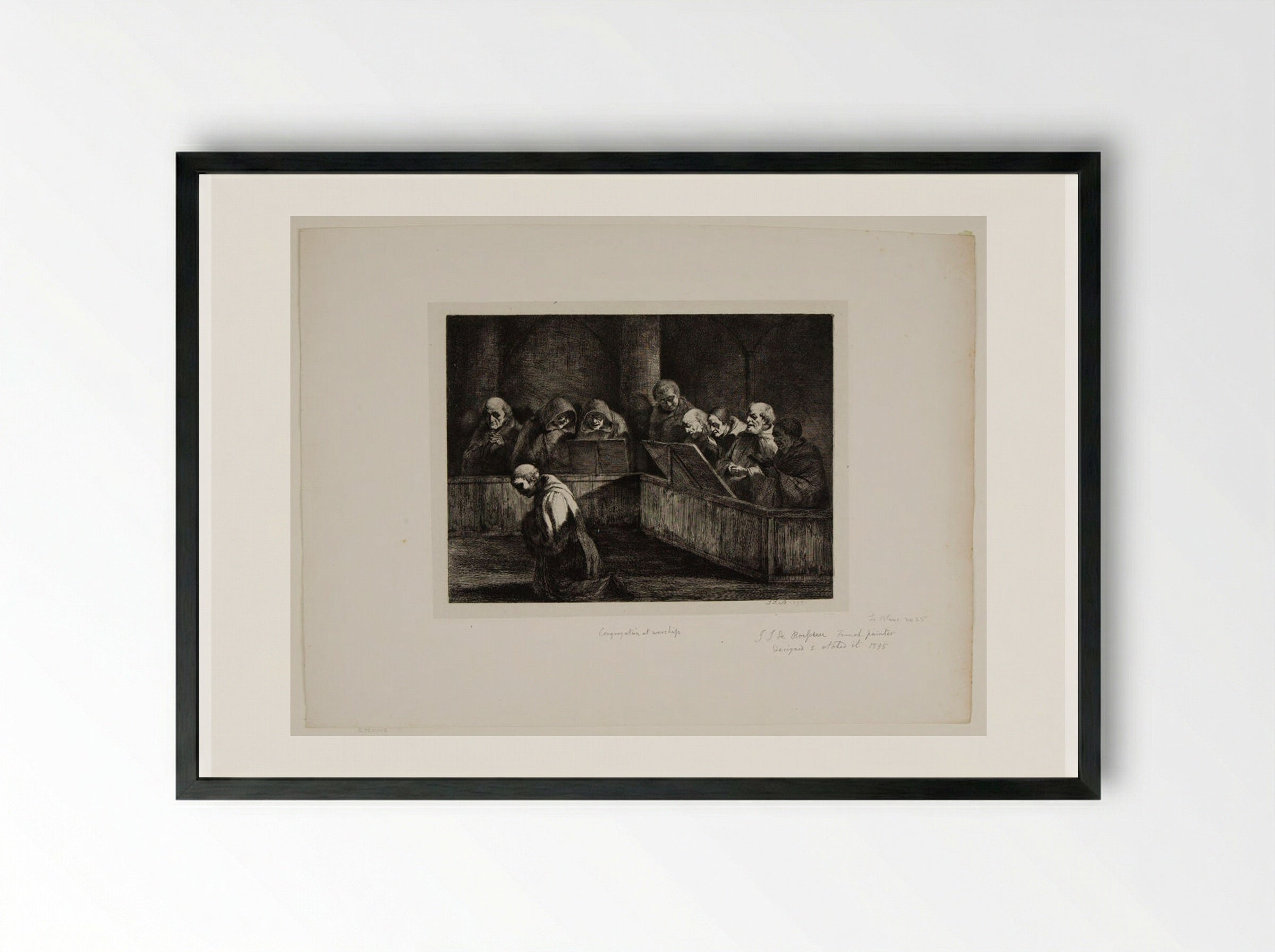 Congregation at Worship - Jean-Jacques de Boissieu - Framed Print Black